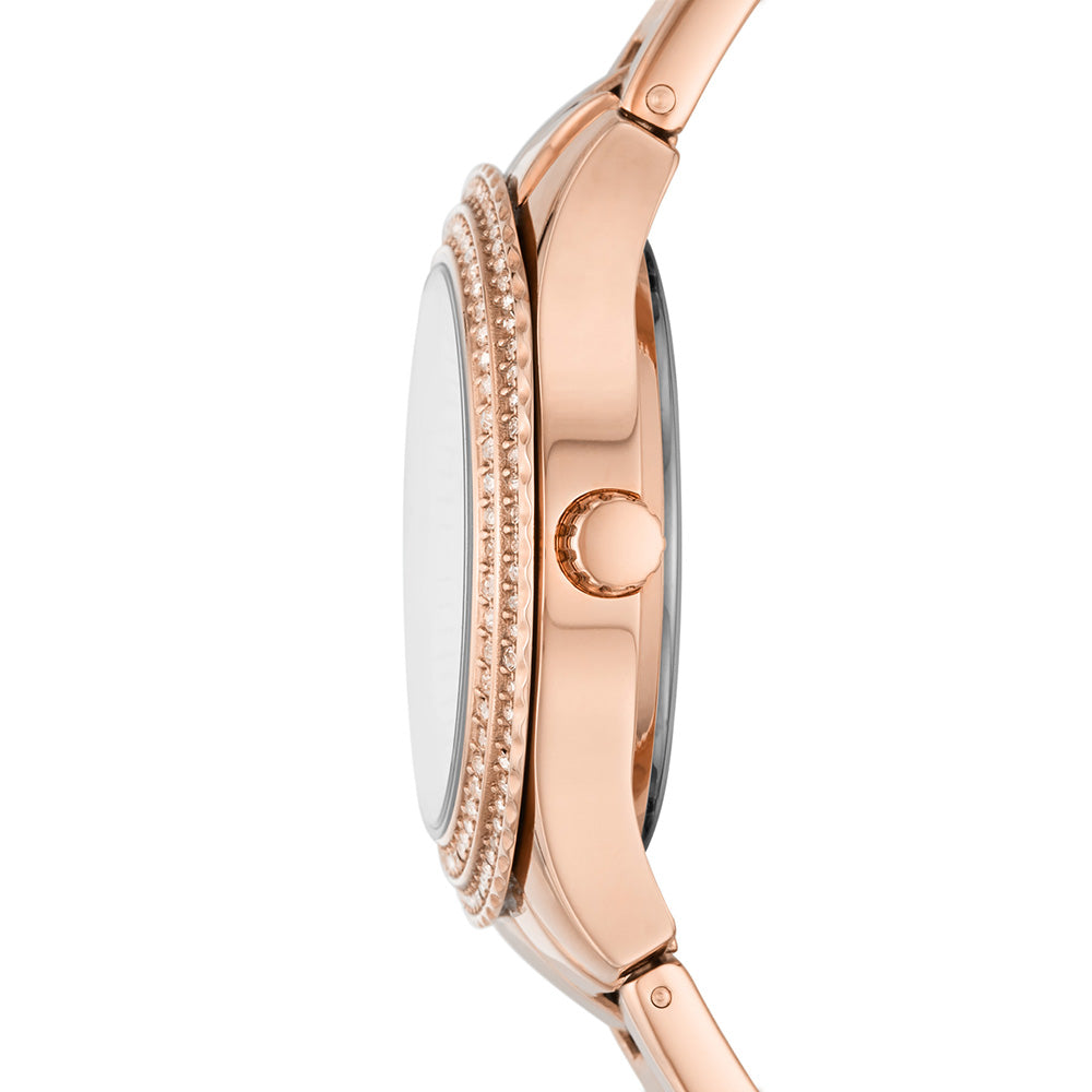 Fossil ES5136 Mini Stella Stone Set Rose Gold-Tone Watch for Women - Elegant & Stylish Accessory for Everyday Wear, Office & Special Occasions