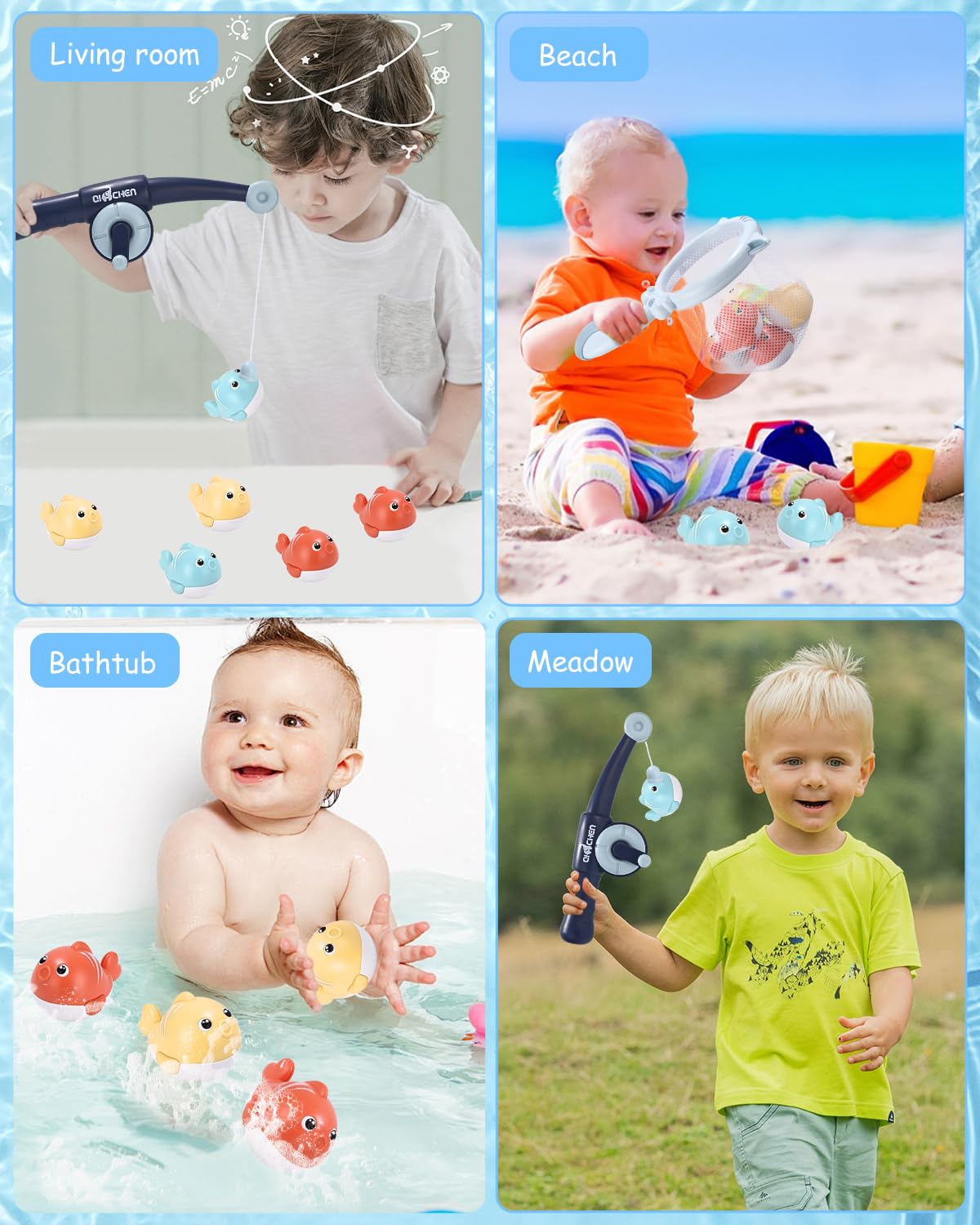 **Kureny Magnetic Fishing Bath Toy for Toddlers 1-6 Years - Fun Bathtub Game with Fishing Net - Perfect Gift for Boys & Girls - Ideal for Bath Time Play & Early Learning**