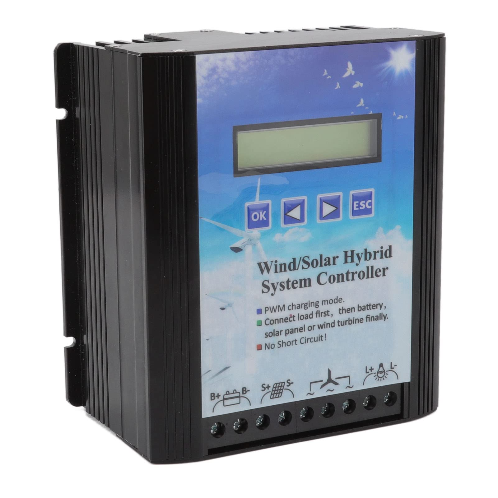 PWM Solar Charge Controller with LCD Display - 30A 12V/24V Auto Wind & Solar Panel Regulator for Off-Grid Power System - Perfect for RV, Boat, Home & Cabin Renewable Energy Setup