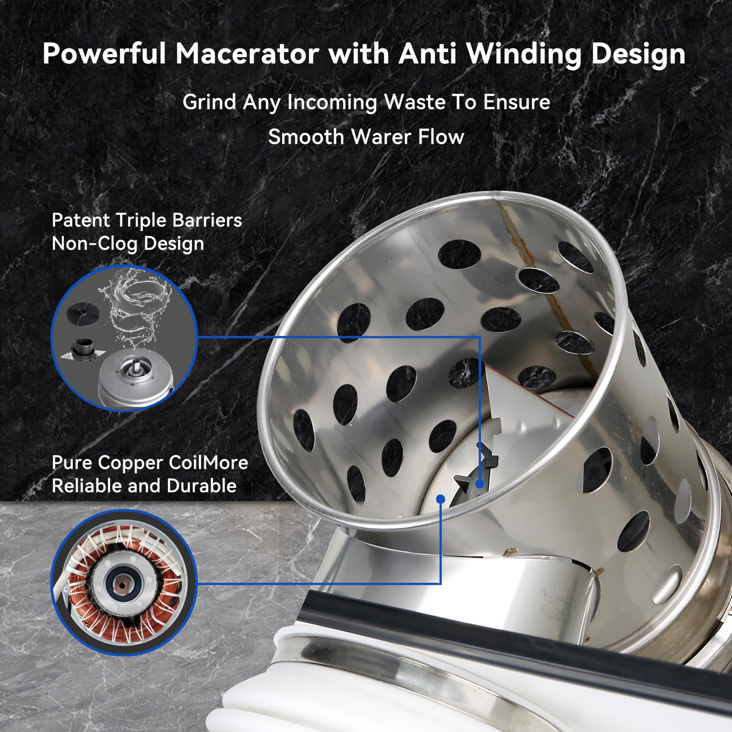 600W Macerator Pump System - Upflush Toilet Sewage Grinder for Basement, RV & Marine Use | Handles Waste from Bathroom, Shower, Laundry Sink (Up to 30ft) | Ideal for Off-Grid Homes, Tiny Houses & Boats