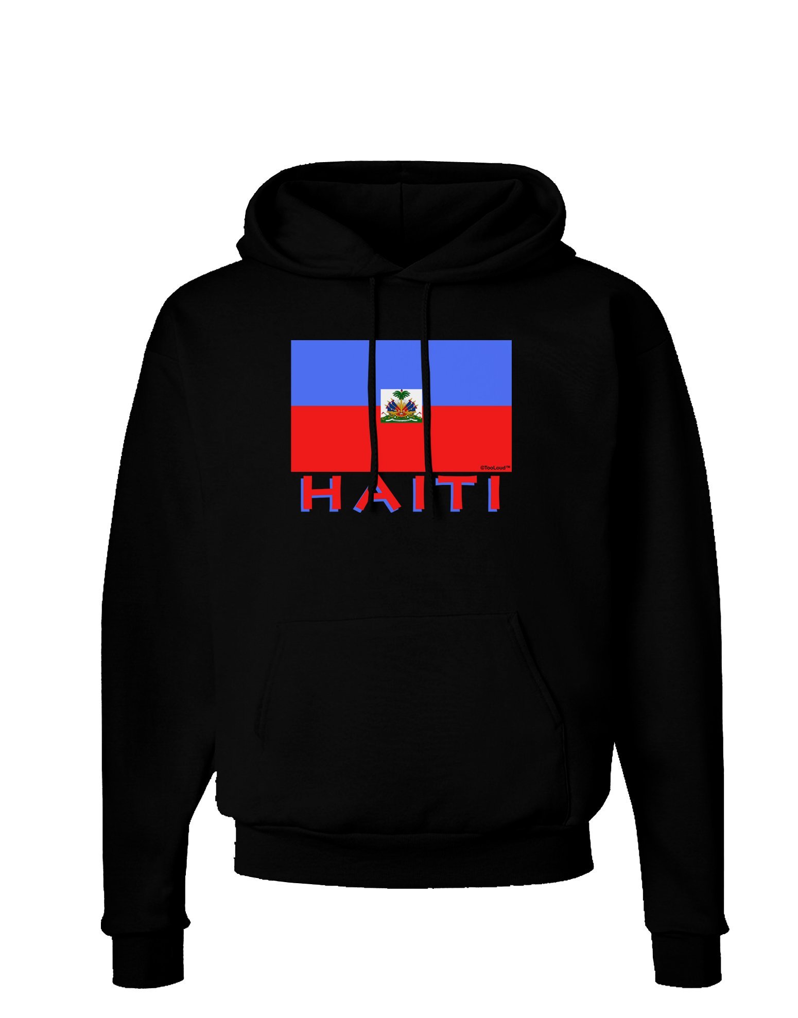 TooLoud Haiti Flag Hoodie - Black Pullover Sweatshirt with Pockets & Hood | Perfect for Casual Wear, Street Style & Outdoor Activities