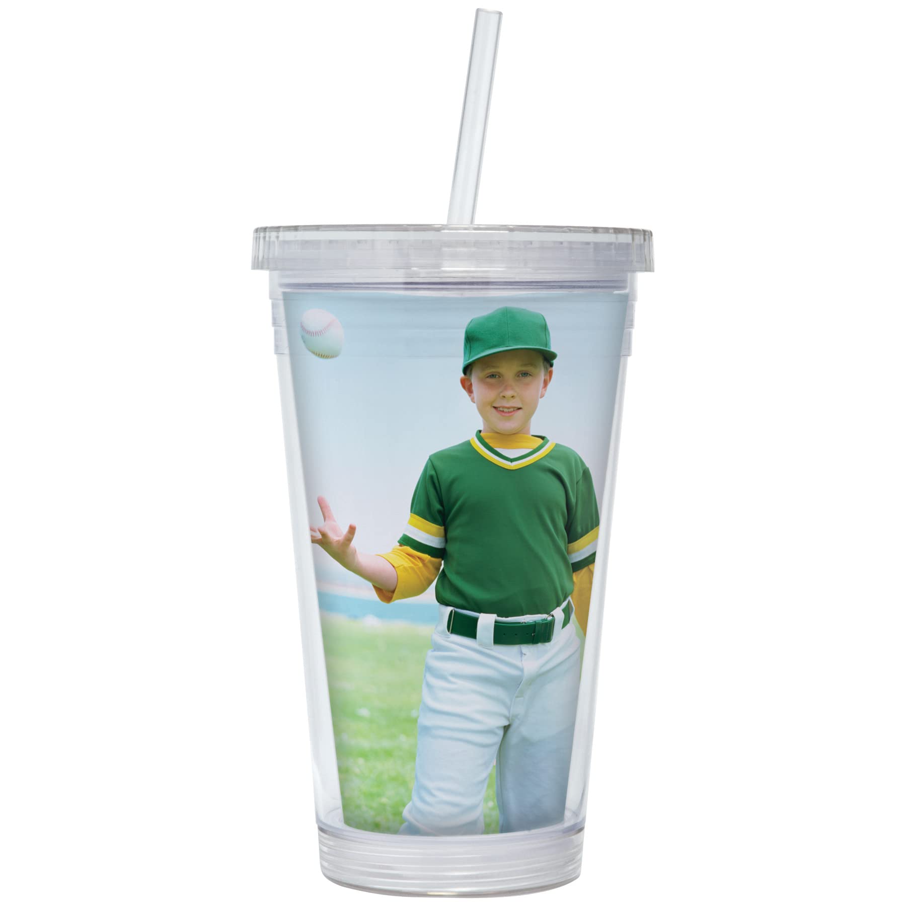 Thermo-Temp 16 oz Insulated Acrylic Tumbler with Lid and Straw - 24 Pack, Custom Photo Printing, BPA-Free - Perfect for Parties, Promotions, and Personalized Gifts