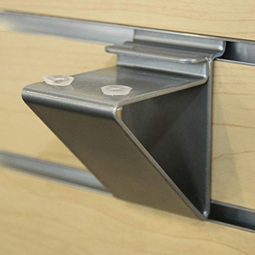 Low Profile Slatwall Glass Shelf Brackets - Silver 50 Pack for 12