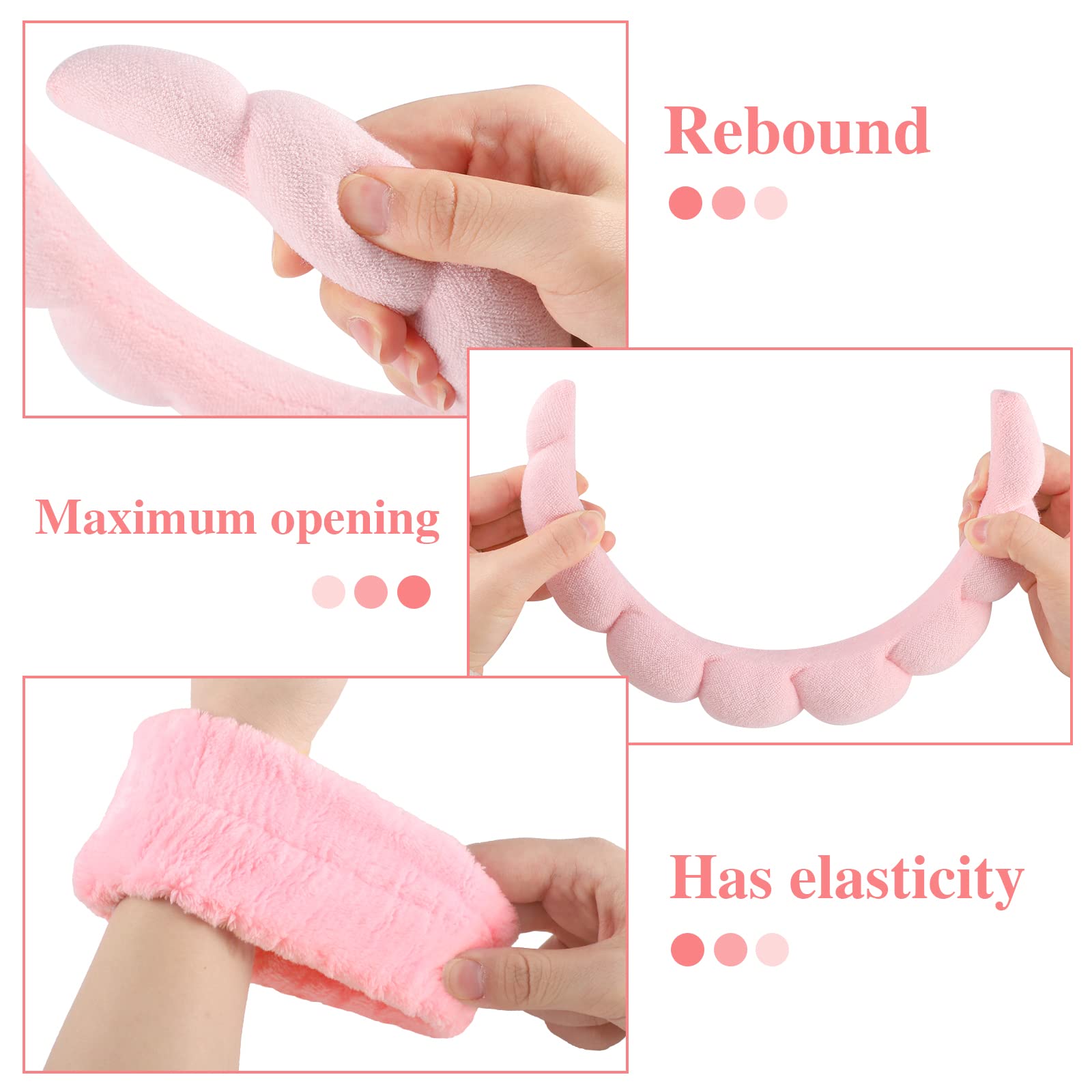 **Pink Spa Headband for Women - Soft Makeup & Skincare Headband with Wrist Washband Set - Perfect for Face Washing, Bathing & Relaxation - Trendy Valentine's Day Gift for Teen Girls**
