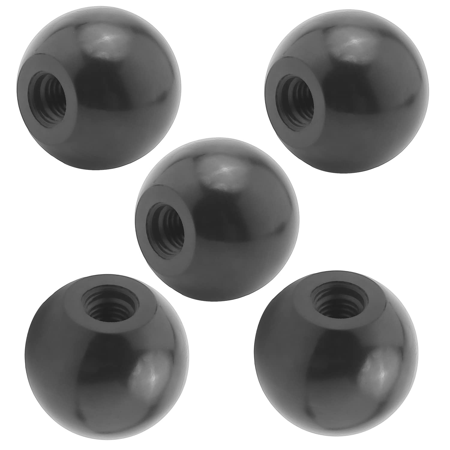 5Pcs Black Bakelite Ball Knob M10 Female Thread Thermoset Handle - 32mm Diameter Smooth Rim for Lawn Mowers & Exercise Equipment - Easy Grip, No Twist Needed for Outdoor & Workshop Tools