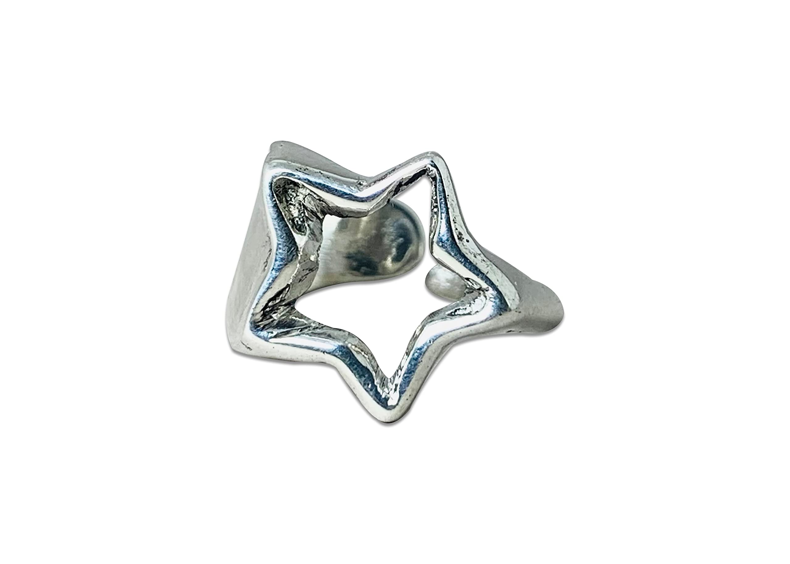 Silver Star Ring - Geometric Statement Ring for Men & Women | Adjustable Sterling Silver Chunky Band | Perfect Gift for Her, Birthday, Anniversary, or Everyday Wear