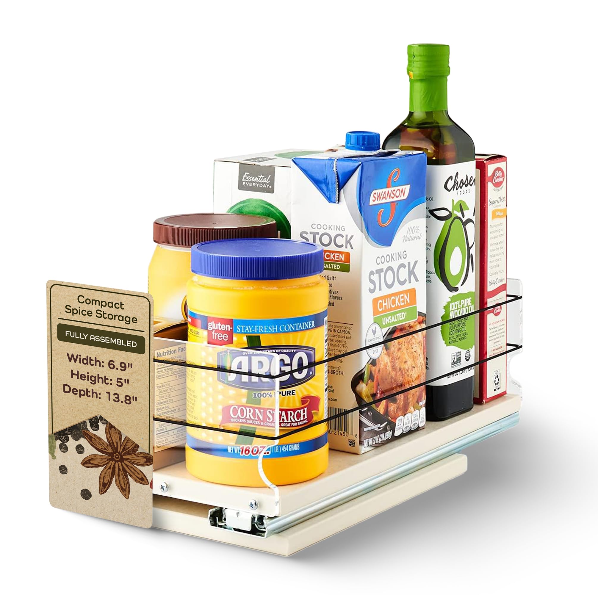 Heavy Duty Pull Out Spice Rack Drawer - 13.8