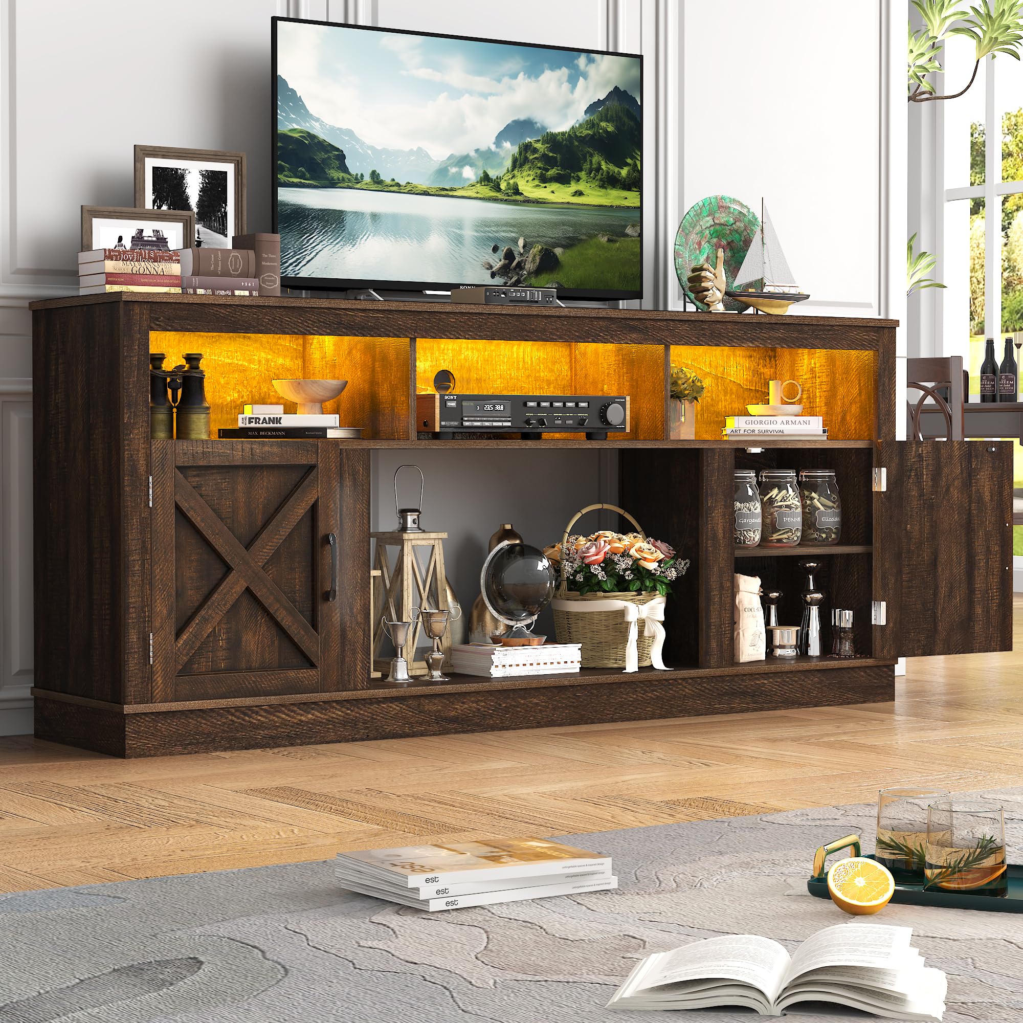 Farmhouse TV Stand for 70/75/80 Inch TVs - 32