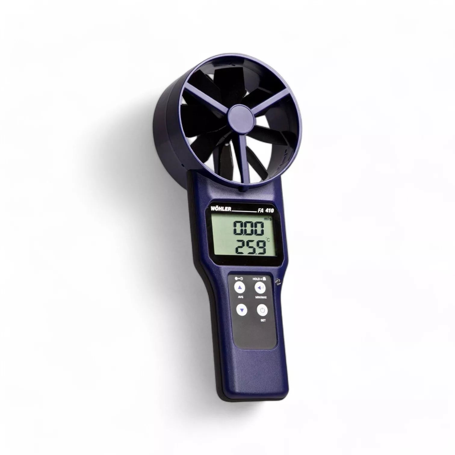 Wohler FA410 Digital Anemometer - Handheld Wind Speed Meter for HVAC, Industrial & Outdoor Use - Measures Air Flow Velocity in ft/min, m/s, km/h, mph - Perfect for Weather Monitoring, Ventilation Testing & Wind Sports