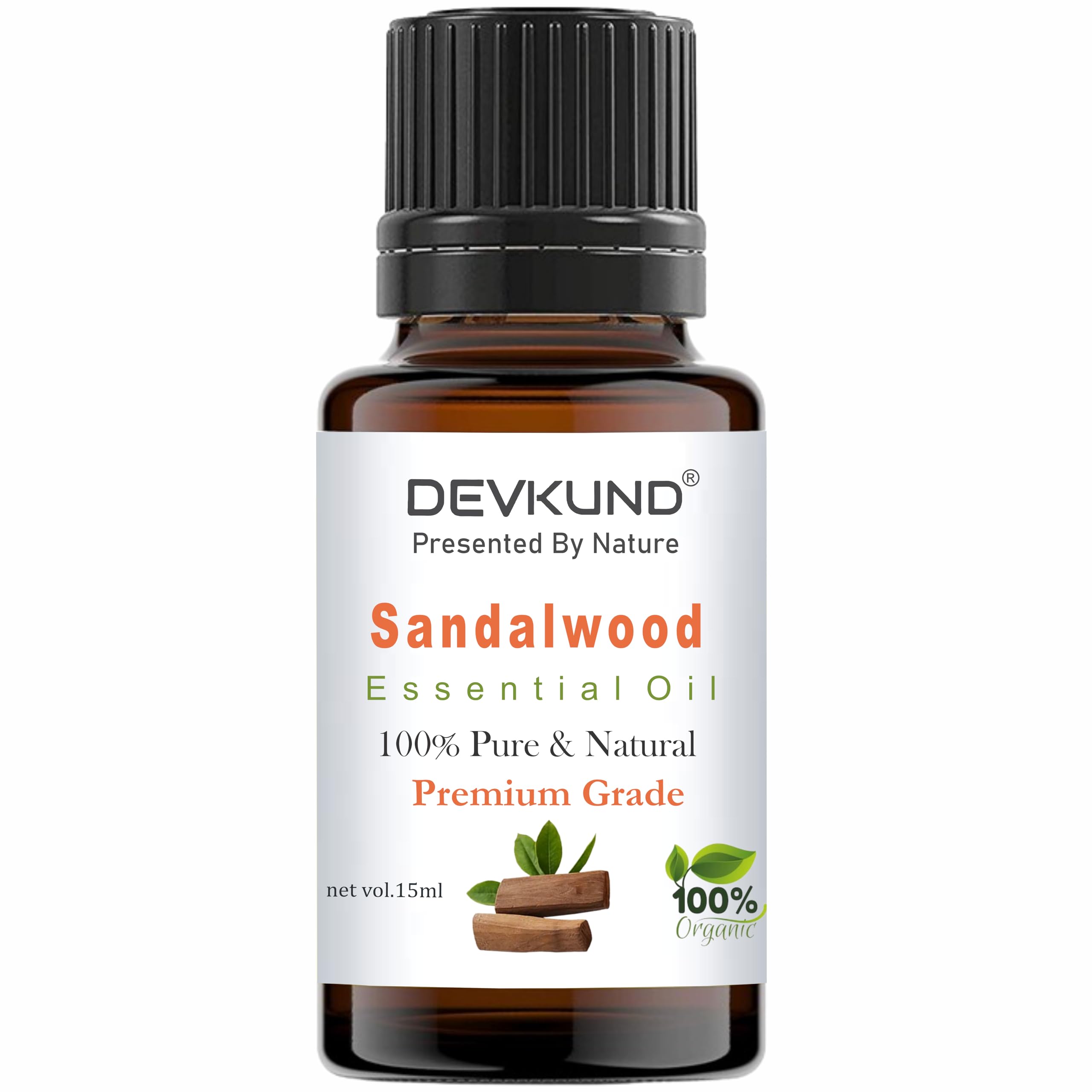 Pure Sandalwood Essential Oil with Dropper - 100% Natural Chandan Oil for Aromatherapy, Stress Relief & Relaxation - Skin Care, Bathing & Diffuser Use - Organic Fragrance Oil for Home Spa, Yoga & Meditation - 15ml Bottle