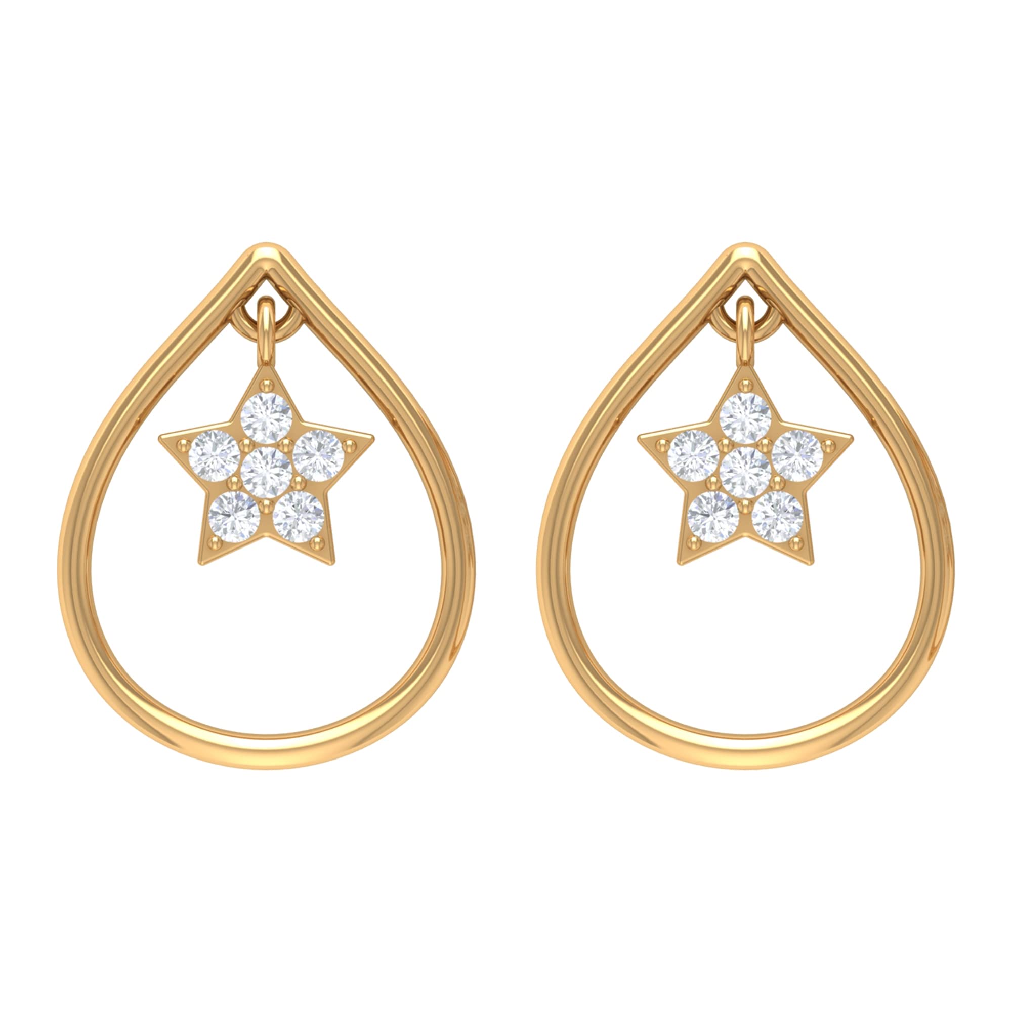 14K Solid Gold Diamond Teardrop Earrings for Women - Elegant Star Drop Dangle Earrings | Perfect Gift for Her, Anniversary, Wedding & Special Occasions