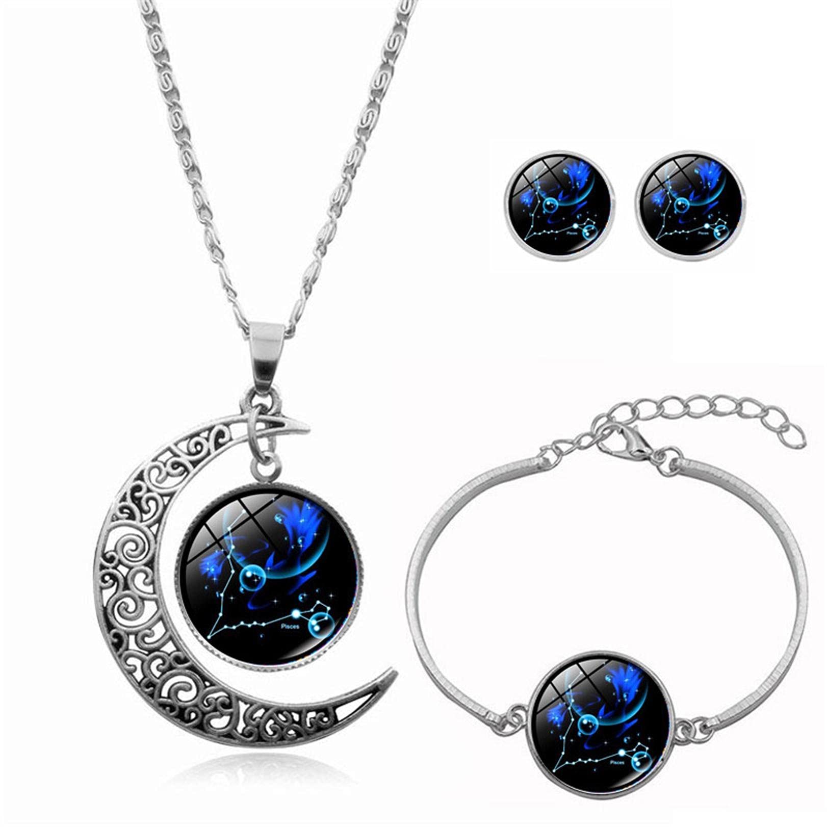 Glow in The Dark Moon and Pumpkin Necklace - Romantic Pendant Chain Jewelry for Women - Perfect Gift for Halloween, Valentine's Day & Date Night - ZYooh