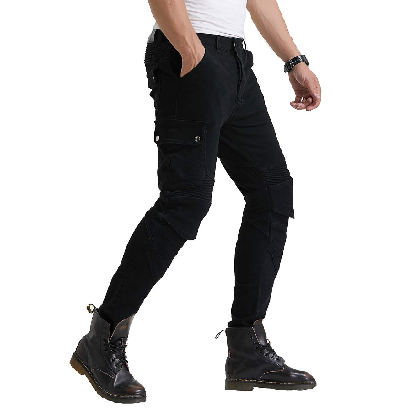 Takuey Motorcycle Riding Jeans for Men - CE Level 2 Certified Knee & Hip Armor (4X Upgraded Protection) - Black - Size 30 - Durable Biker Pants for Commuting & Adventure Riding