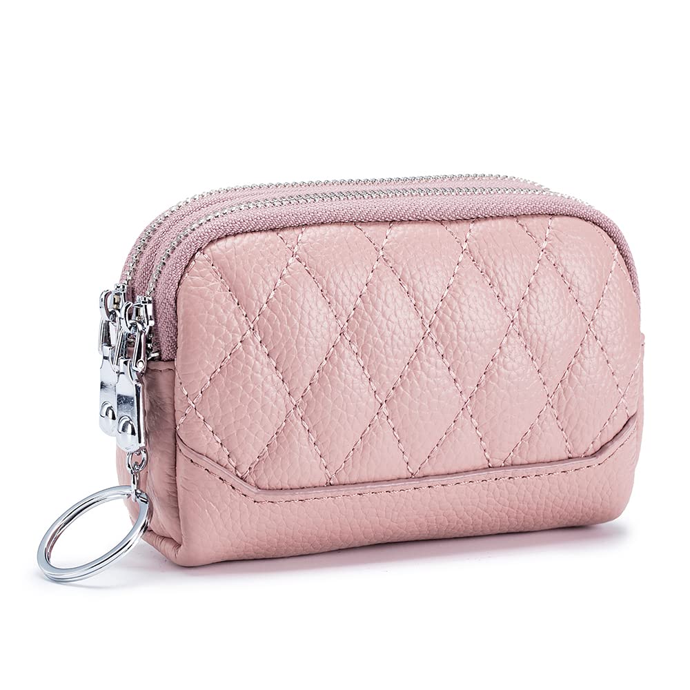 Genuine Leather Small Coin Purse Wallet for Women - Compact Change Holder with Keychain Ring - Perfect for Keys, Coins & Cards (Daily Use, Travel, Gift Idea)