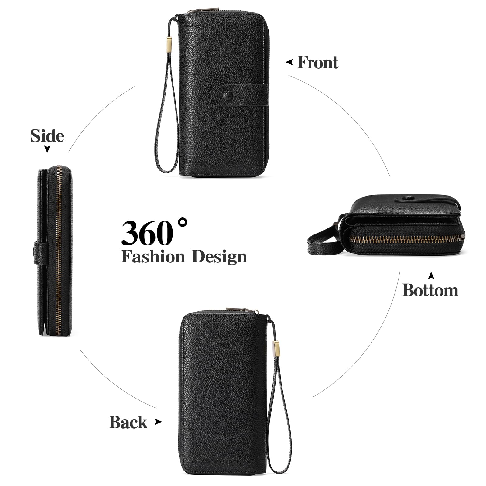 Women's RFID Blocking Leather Wallet - 45 Slots Card Holder for Travel & Daily Use