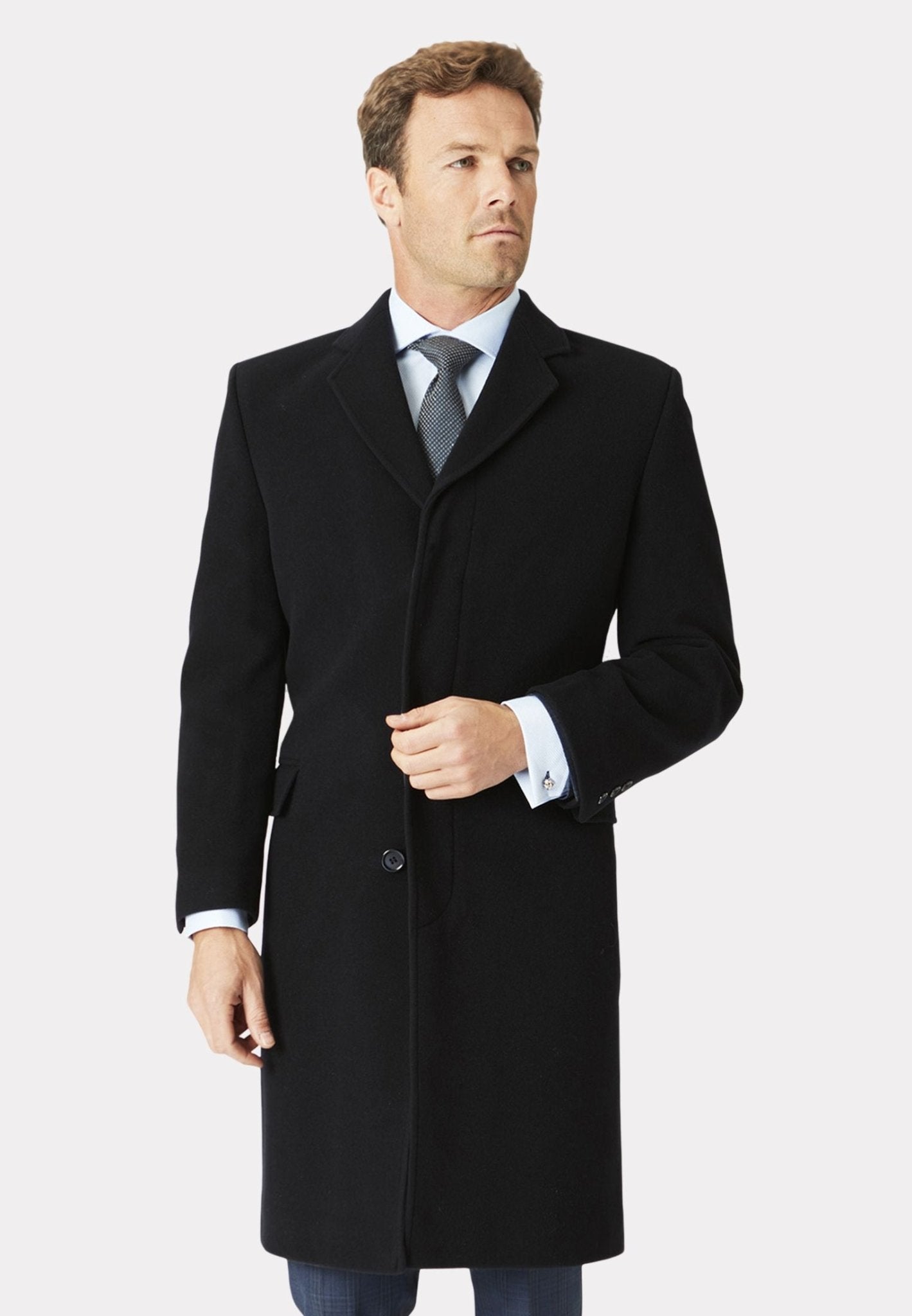 BROOK TAVERNER Men's Wool Cashmere Blend Overcoat - Premium Winter Coat for Business & Formal Occasions - Black Regular Fit - Warm & Stylish Outerwear for Office, Events & Cold Weather