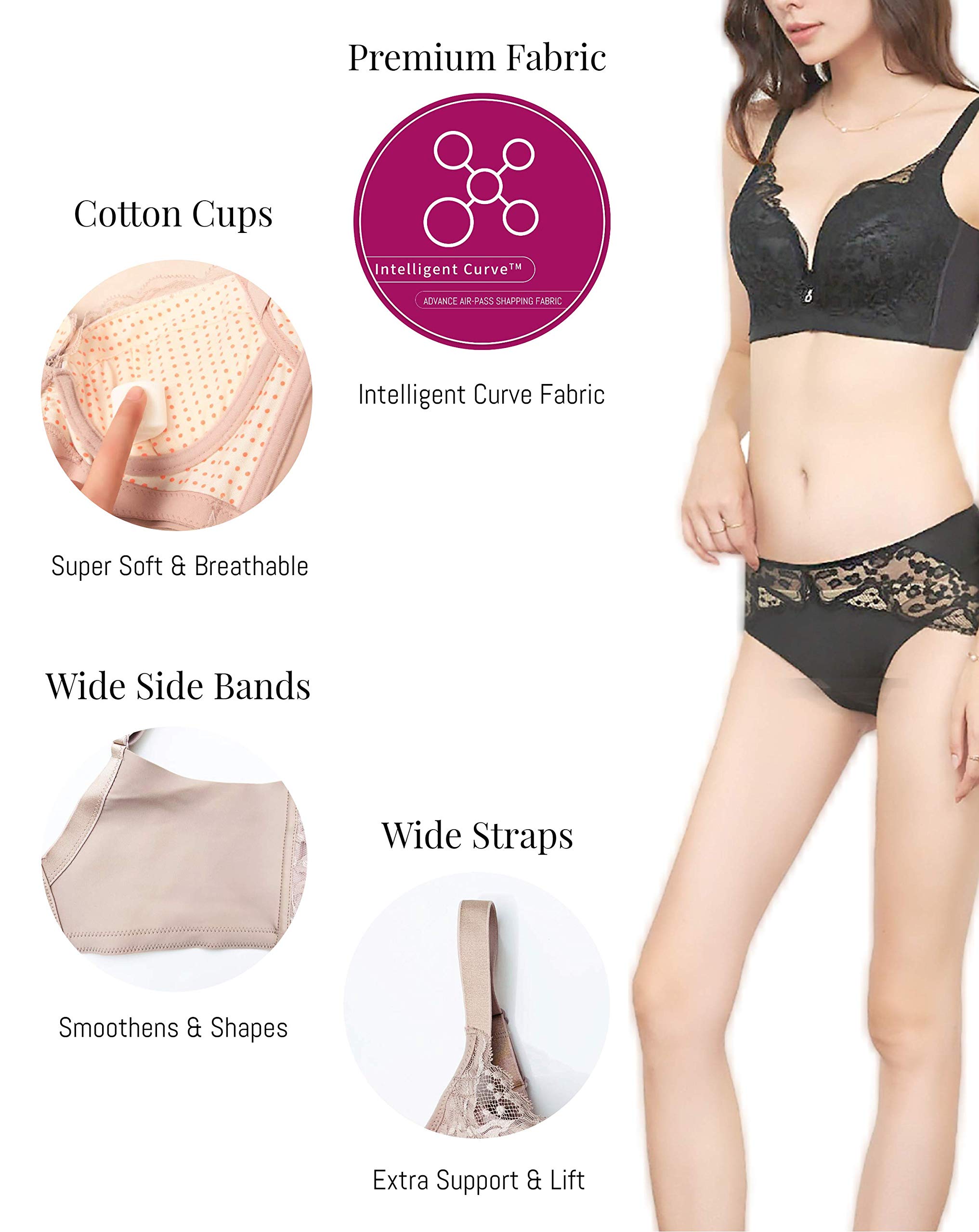 Super Push Up Underwire Bra for Women - Smoothing Back Padded Lace Sexy Pushup Bra Sizes A-C Cups | Perfect for Date Night, Special Occasions & Everyday Confidence Boost