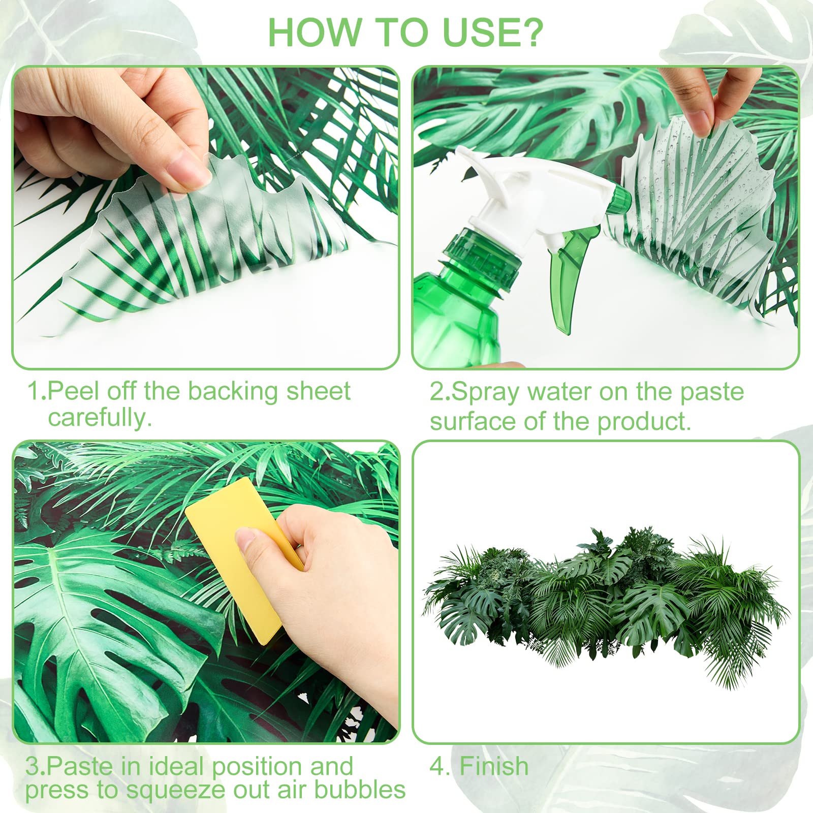 Realistic Tropical Green Leaves Wall Decals | Jungle Palm Plant Stickers for Living Room, Kids Room, Bedroom & Playroom Decor | Perfect for Nature-Themed Nursery, Boho Home Design & Jungle Party Decorations
