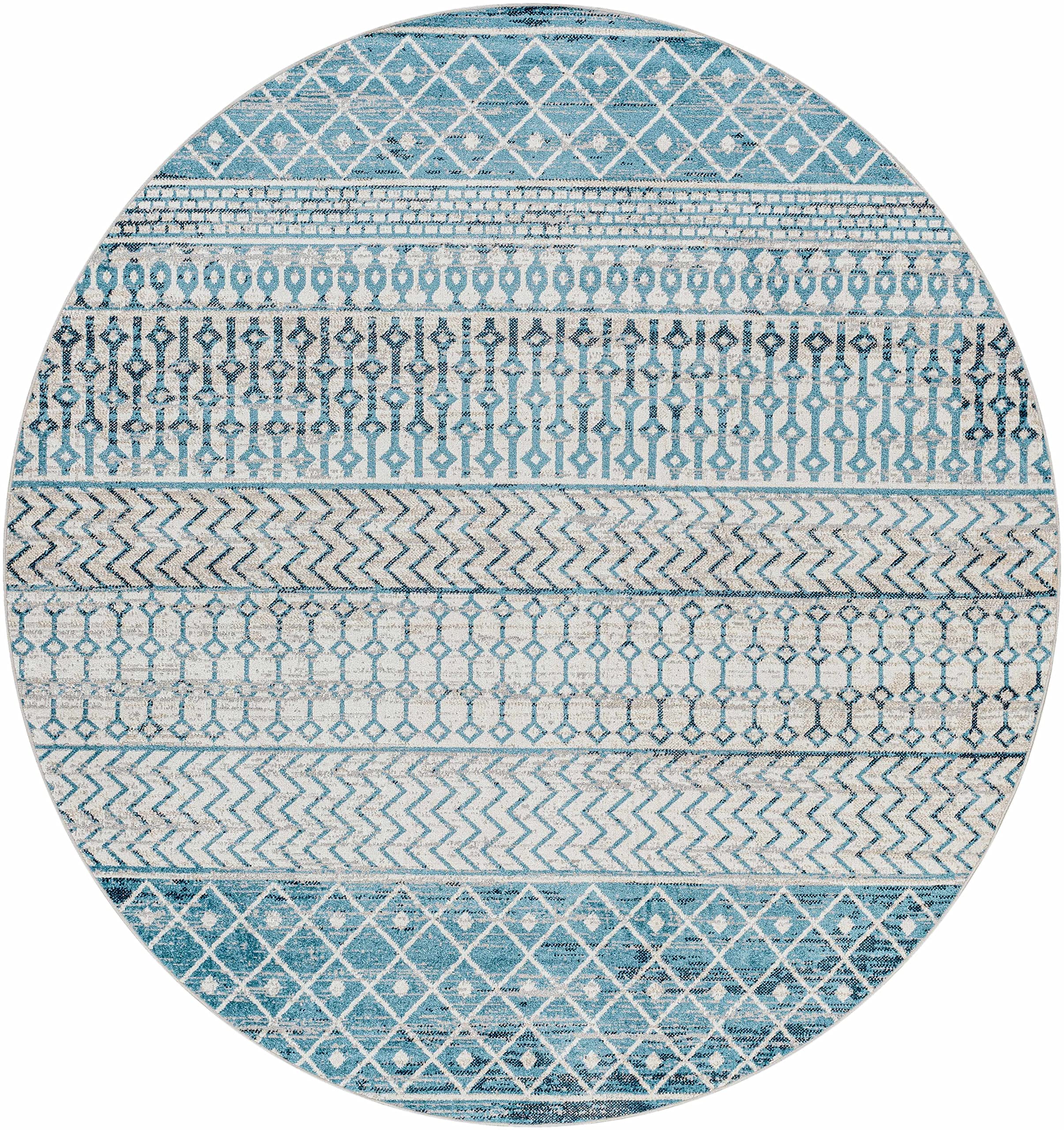 Hauteloom Pinamopoan Machine Washable Area Rug for Living Room & Bedroom - Black, Blue, Gray - 6'7