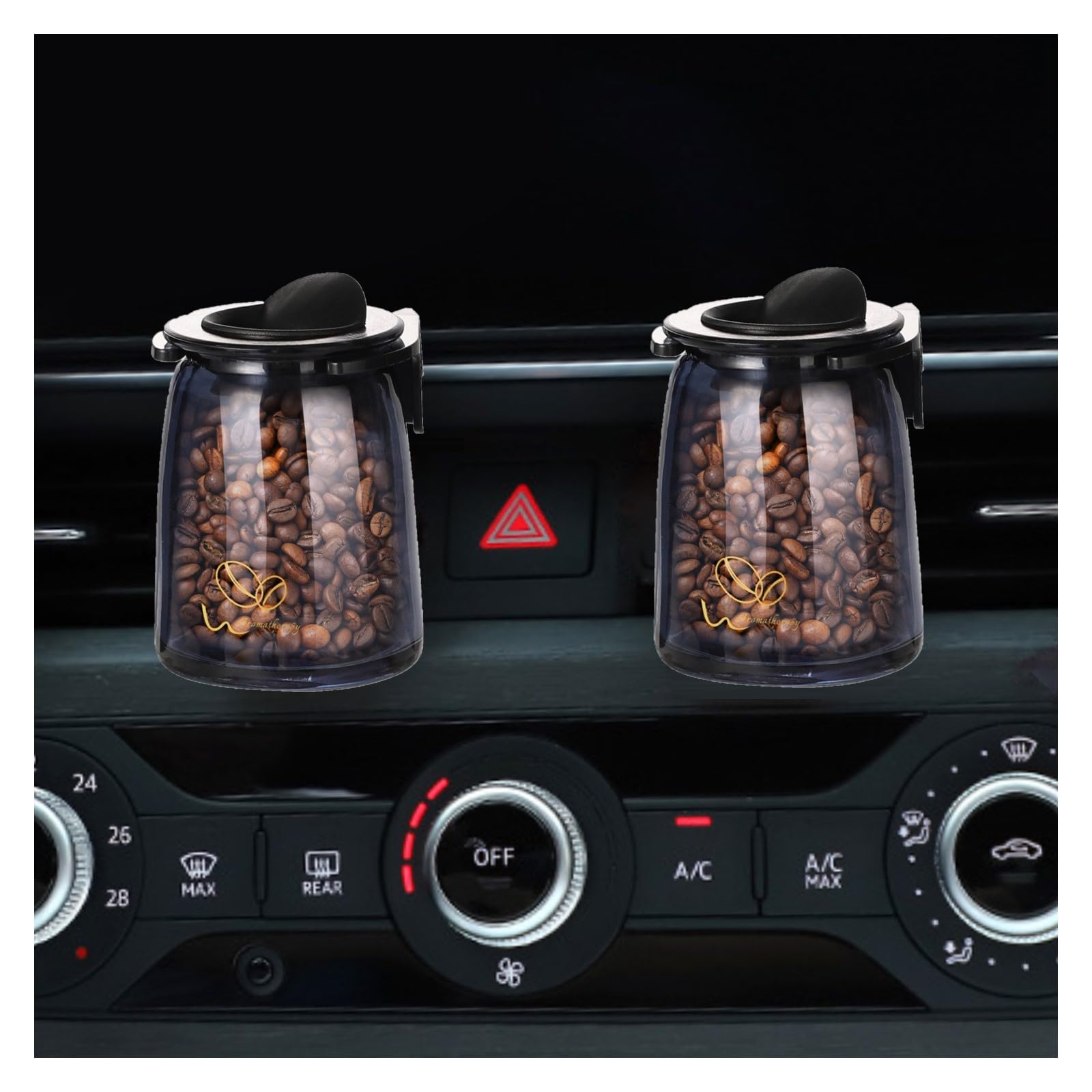 Premium Coffee Scented Car Air Freshener with Vent Clip - 2 Pack Refillable Natural Coffee Bean Fragrance, Eliminates Odors & Freshens Vehicle - Perfect Car Accessory Gift for Men & Women (Latte Scent) - Ideal for Commuting, Road Trips & New Cars