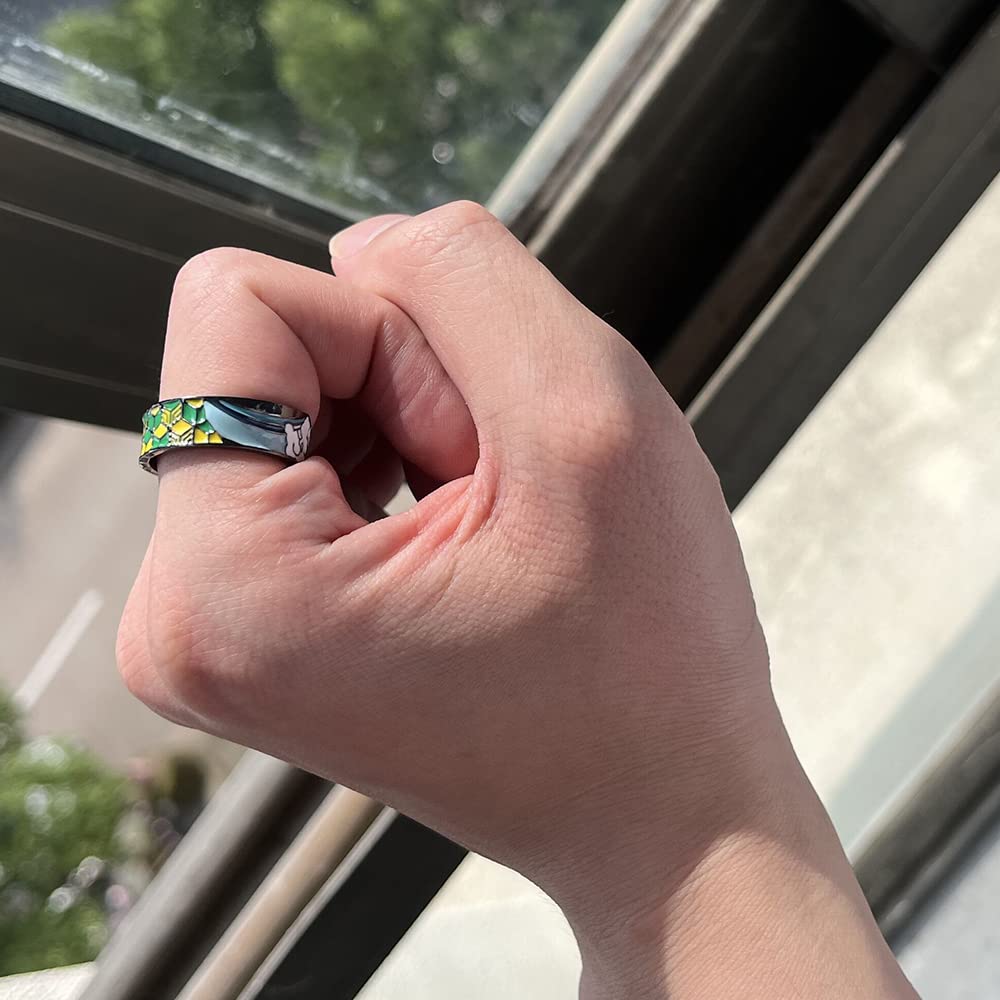 Tanjirou Cosplay Anime Adjustable Open Ring - Demon Slayer Inspired Manga Jewelry for Women & Girls | Perfect for Cosplay, Gift Giving & Anime Enthusiasts