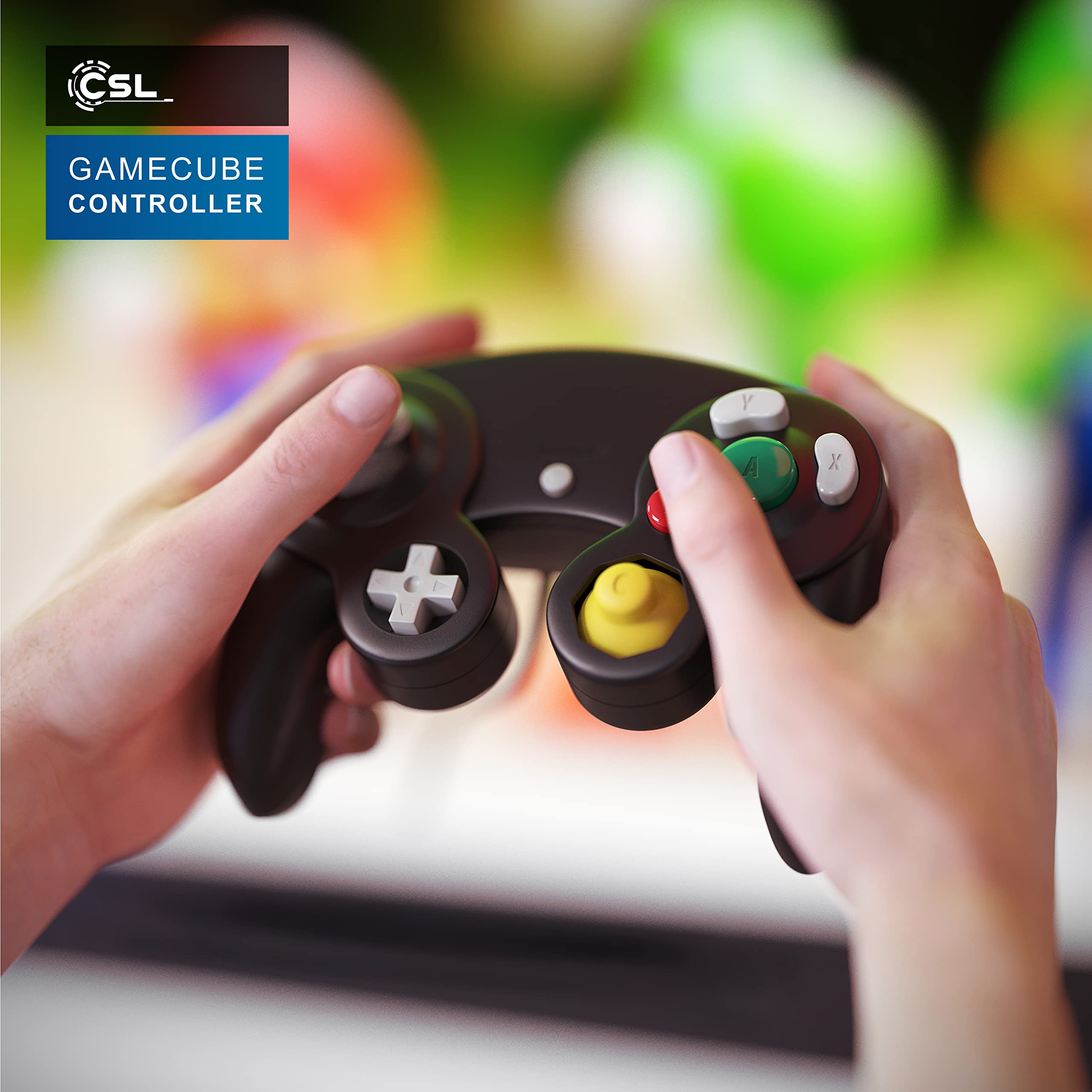 CSL Wireless GameCube Controller for Nintendo Wii & Wii U - Black with Vibration Feedback - Perfect for Super Smash Bros, Mario Kart & Retro Gaming