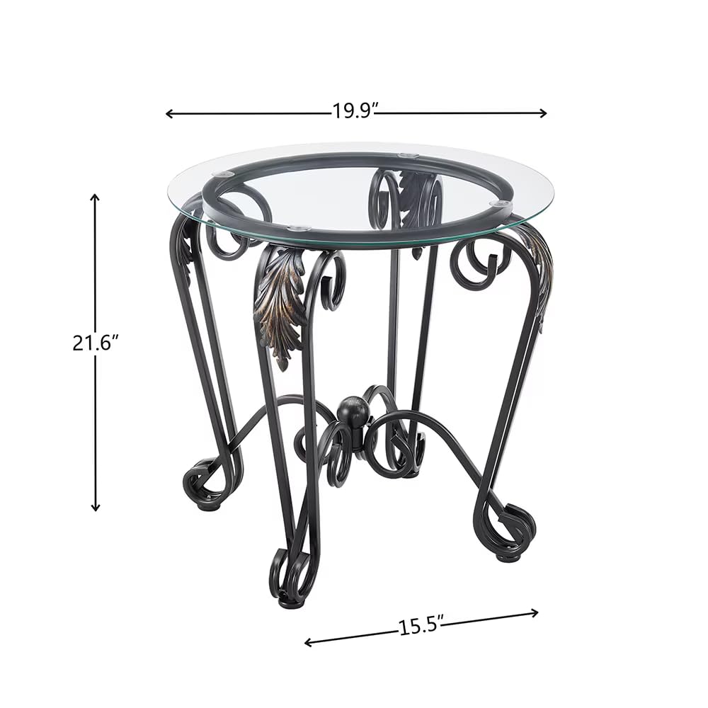 Black 3-Piece Tempered Glass Coffee Table Set - Living Room Decor