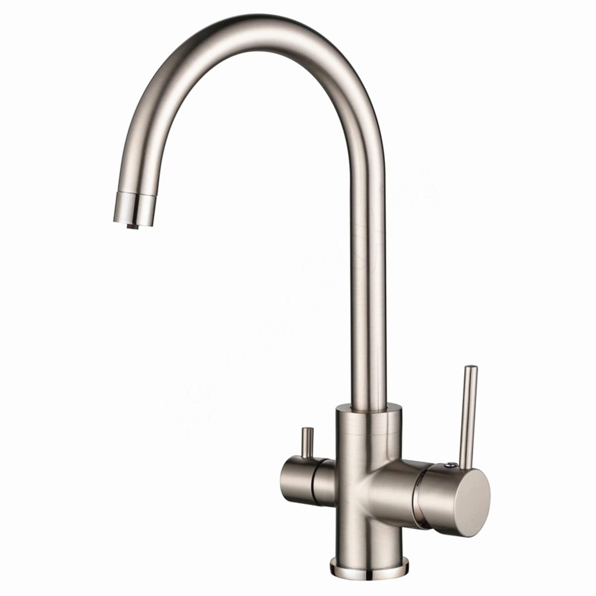 3-Way Brushed Nickel Kitchen Faucet Water Filter - High Efficiency Purification System for Clean Drinking & Cooking Water | Perfect for Home, RV, and Office Use