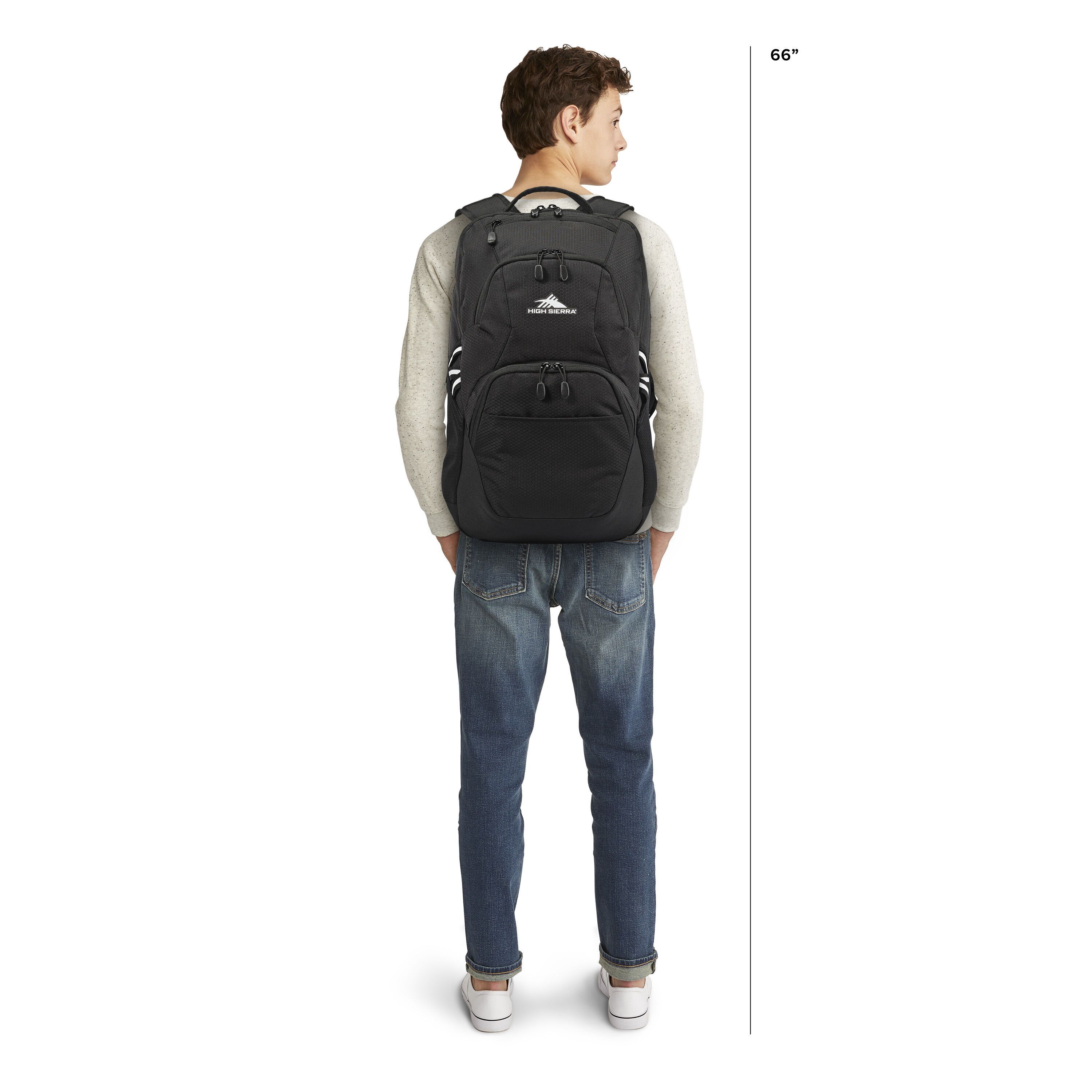High Sierra Swoop SG Backpack - Durable Water-Resistant Hiking & Travel Backpack for Men & Women - Perfect for School, Camping & Outdoor Adventures (Black)