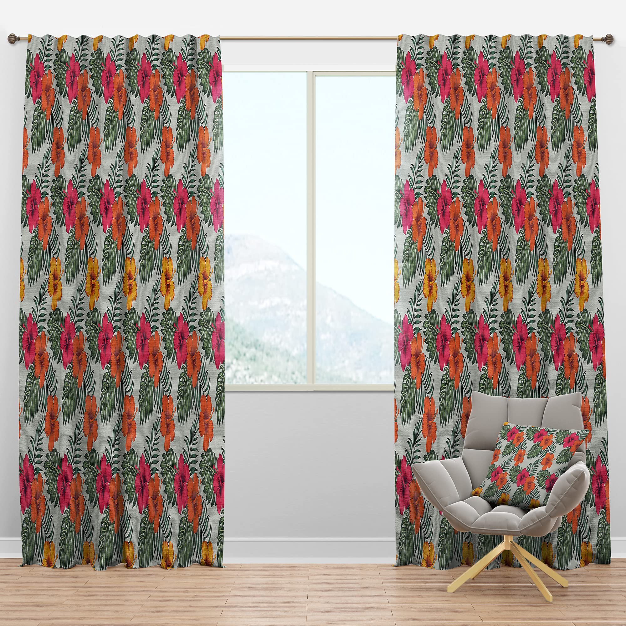 DesignQ Blackout Curtains 'Retro Tropical Leaves III' - Thermal Insulated Bedroom & Living Room Curtains - Single Panel 52x120 Inches - Perfect for Light Blocking, Privacy & Energy Efficiency