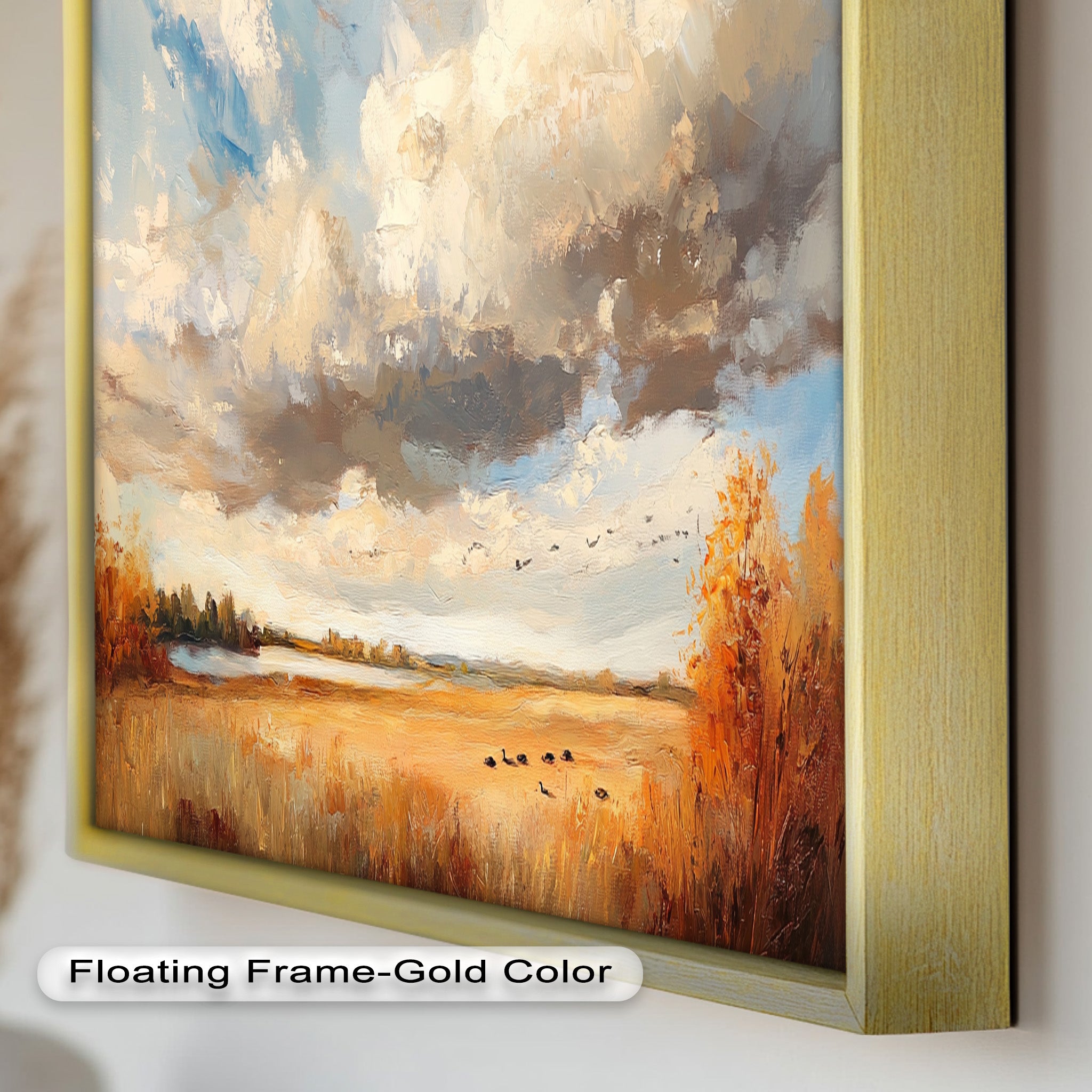 Autumn Meadow Wall Art - Handmade Impressionist Landscape Oil Painting for Living Room, Bedroom & Office Decor
