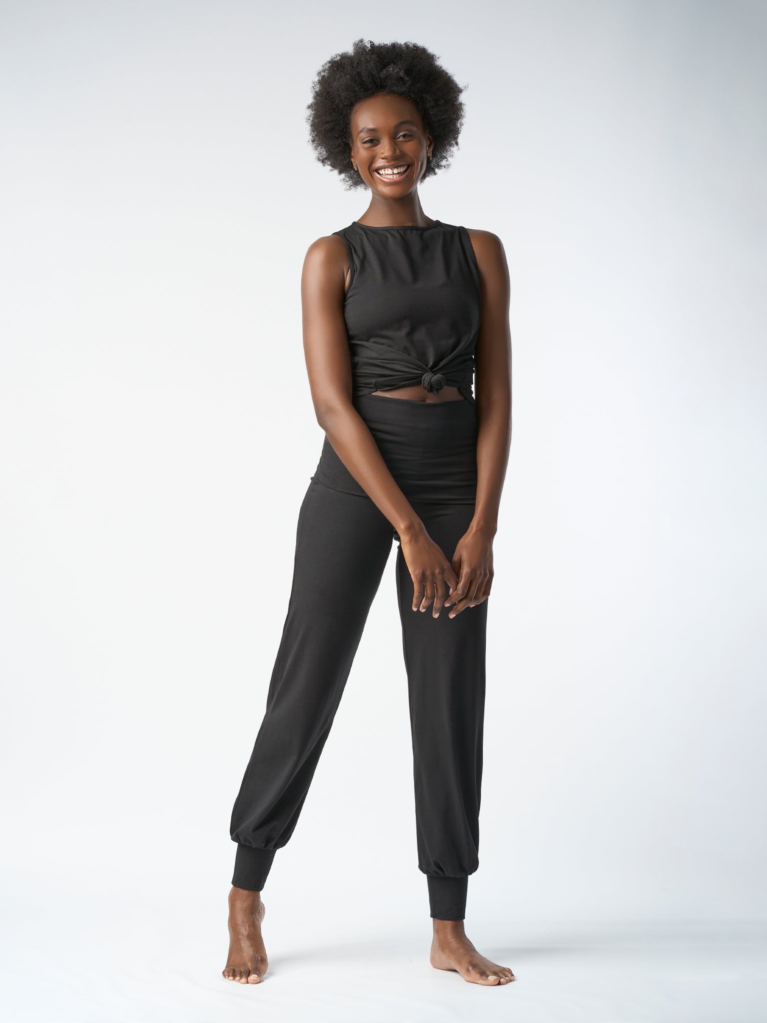 Gossypium Aspire Harem Pants for Women - Comfortable Black Cotton Lounge Pants for Yoga, Meditation, and Home Relaxation