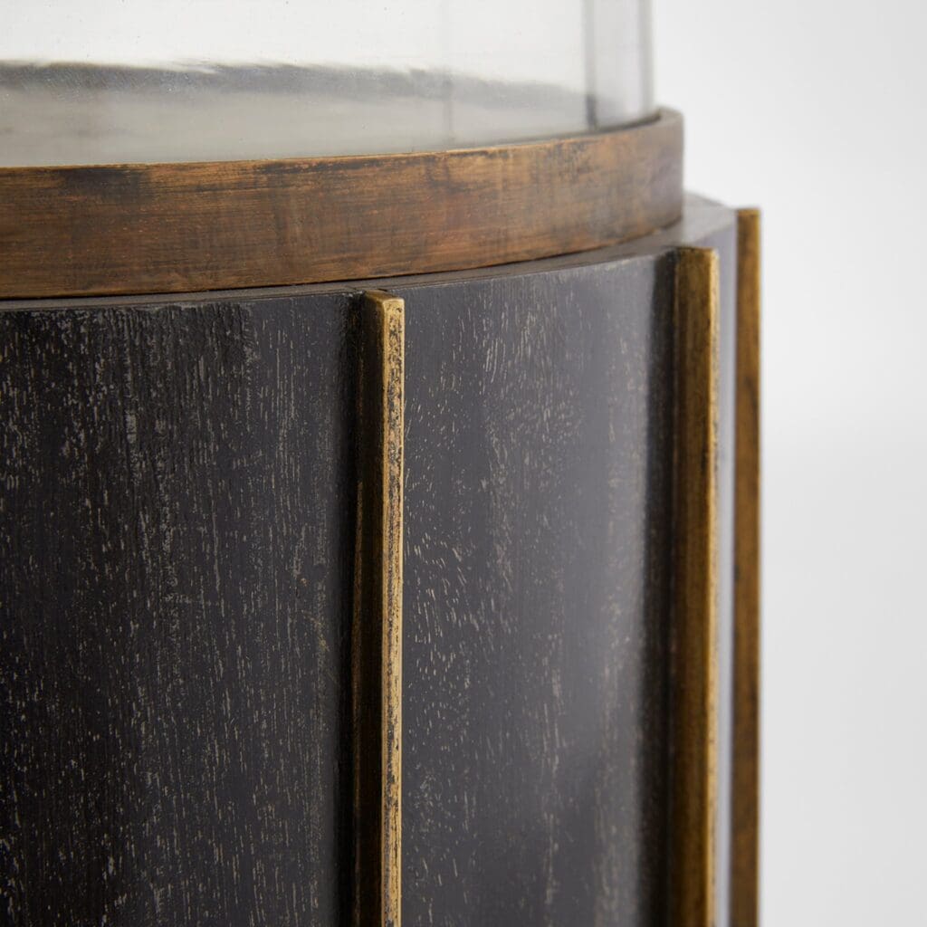 Cyan Design 11641 Reed Hurricane Small - Antique Brass & Dark Brushed Mango Finish - Elegant Tabletop Decor for Home, Office, or Wedding Centerpiece