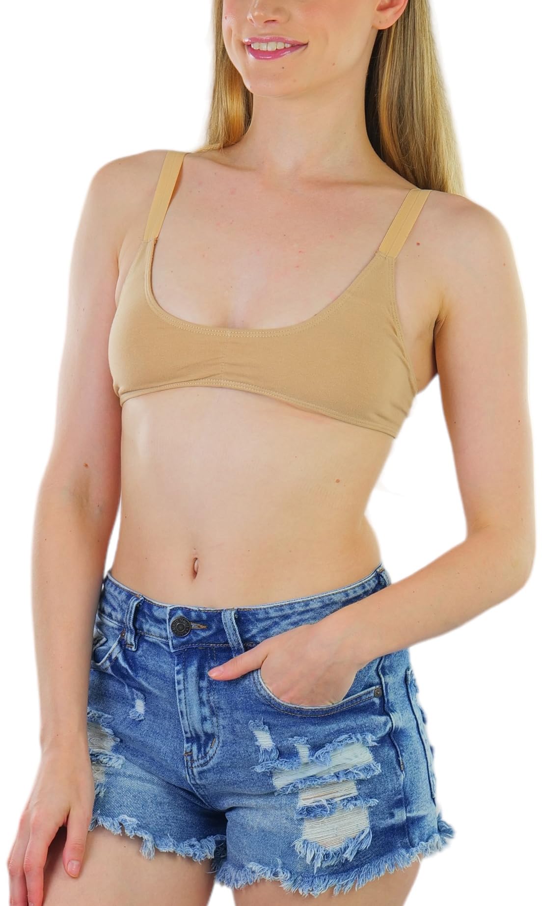 ToBeInStyle Women's Seamless Sports Bra - Supportive Spaghetti Strap Activewear for Yoga, Running & Gym Workouts - Breathable Comfort for Fitness & Everyday Wear
