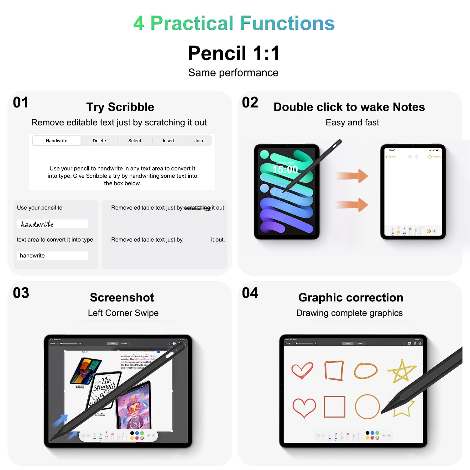 2nd Gen Apple Pencil Alternative - Magnetic Wireless Charging Stylus for iPad with Tilt Sensitivity & Palm Rejection | Compatible with iPad Pro 11