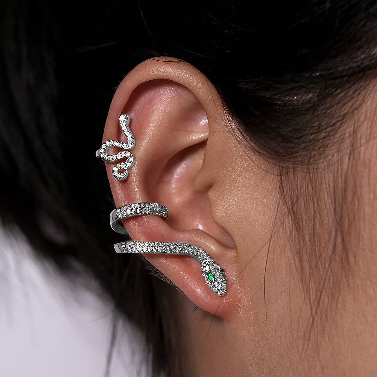Vercret Gold Plated CZ Cartilage Ear Cuffs for Women - Adjustable No Piercing Wrap Around Earrings - Perfect for Parties, Weddings & Everyday Wear
