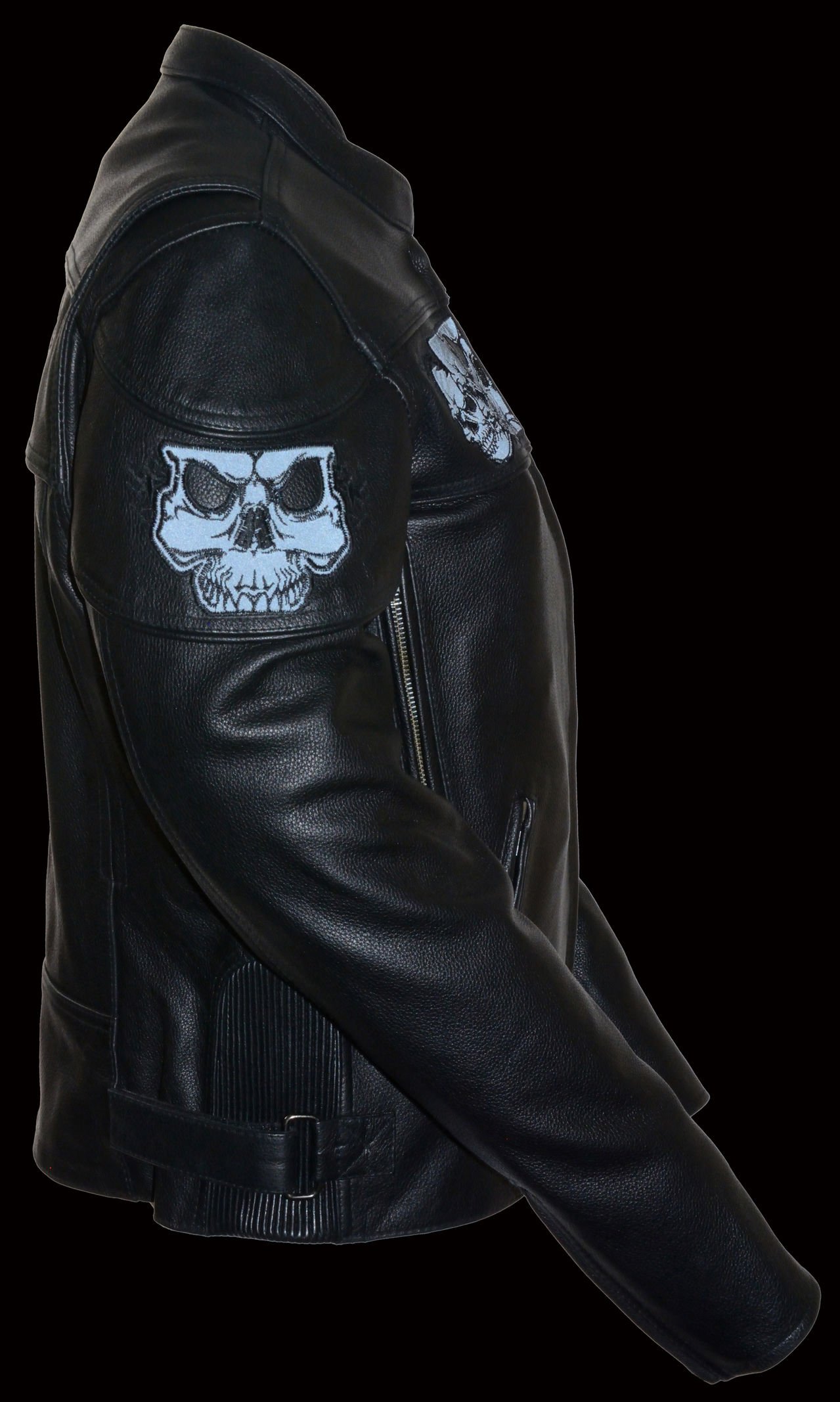Milwaukee Leather Women's Crossover Leather Scooter Jacket with Reflective Skulls - Black, Medium | Stylish Motorcycle Riding Jacket for Urban Commuting & Night Safety