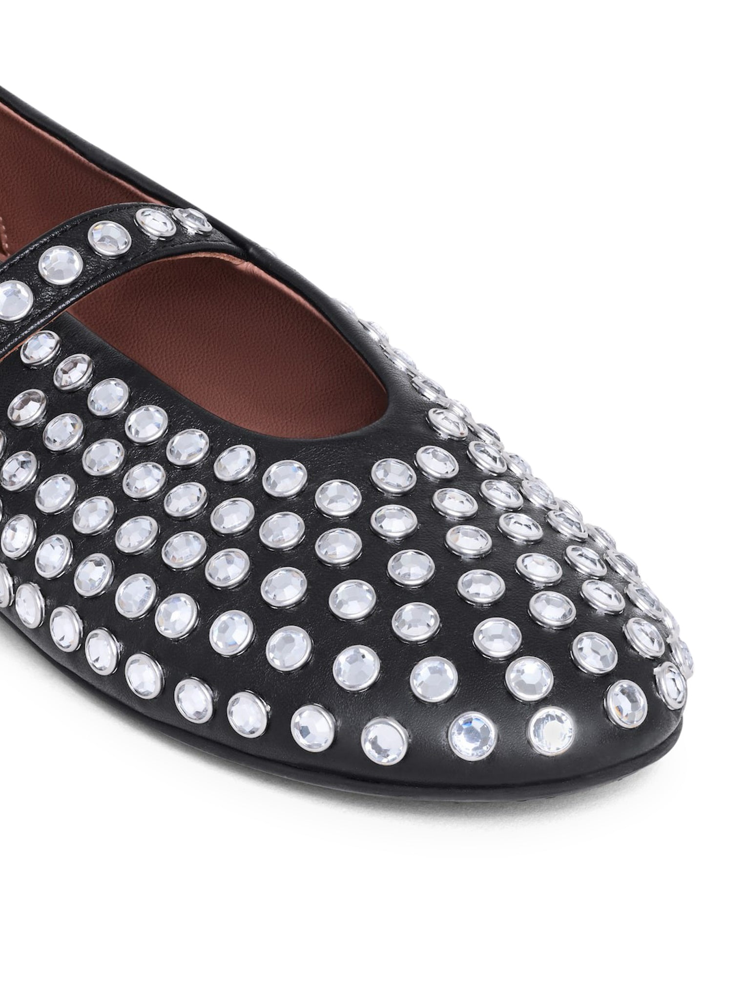 Stylish Lambskin Ballerina Flats with Rhinestone Accents - Perfect for Weddings, Parties & Elegant Occasions