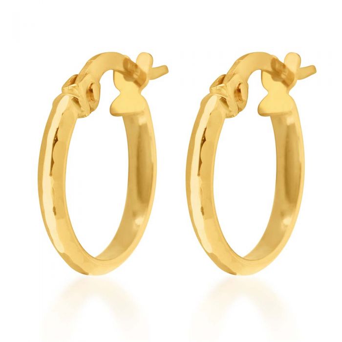 9ct Yellow Gold 10mm Diamond Cut Hoop Earrings for Women - Elegant Everyday Jewelry for Work, Party & Special Occasions