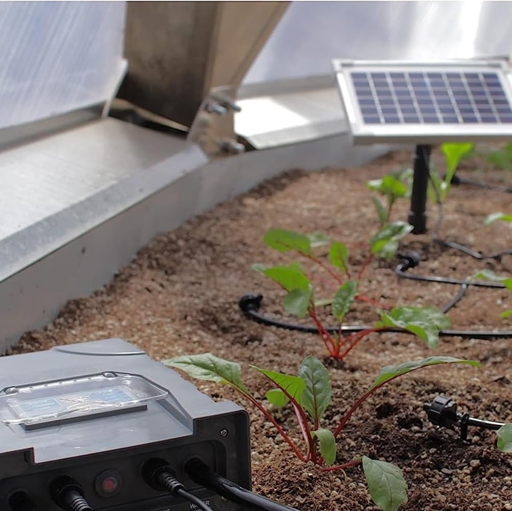 AEO Solar-Powered Automatic Drip Irrigation System Kit - 50 Drippers & 155ft Tubing for Balcony, Greenhouse, Raised Garden Beds | Water-Saving Solution for Plants, Vegetables & Flowers