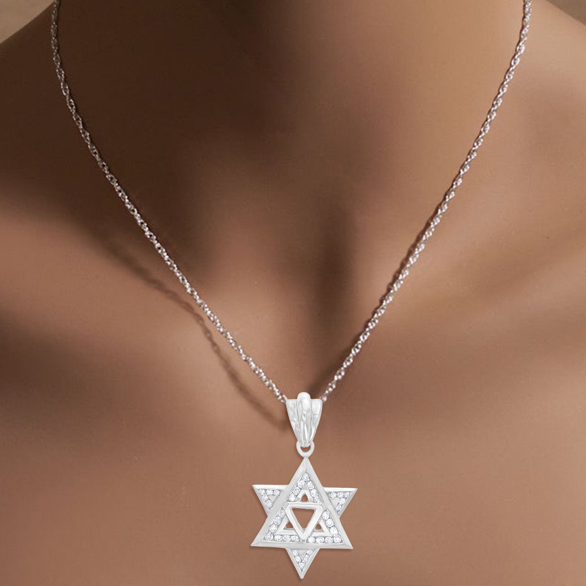 14K Gold Jewish Star of David Diamond Pendant Necklace for Women - Elegant Religious Jewelry Gift for Hanukkah, Bat Mitzvah & Special Occasions