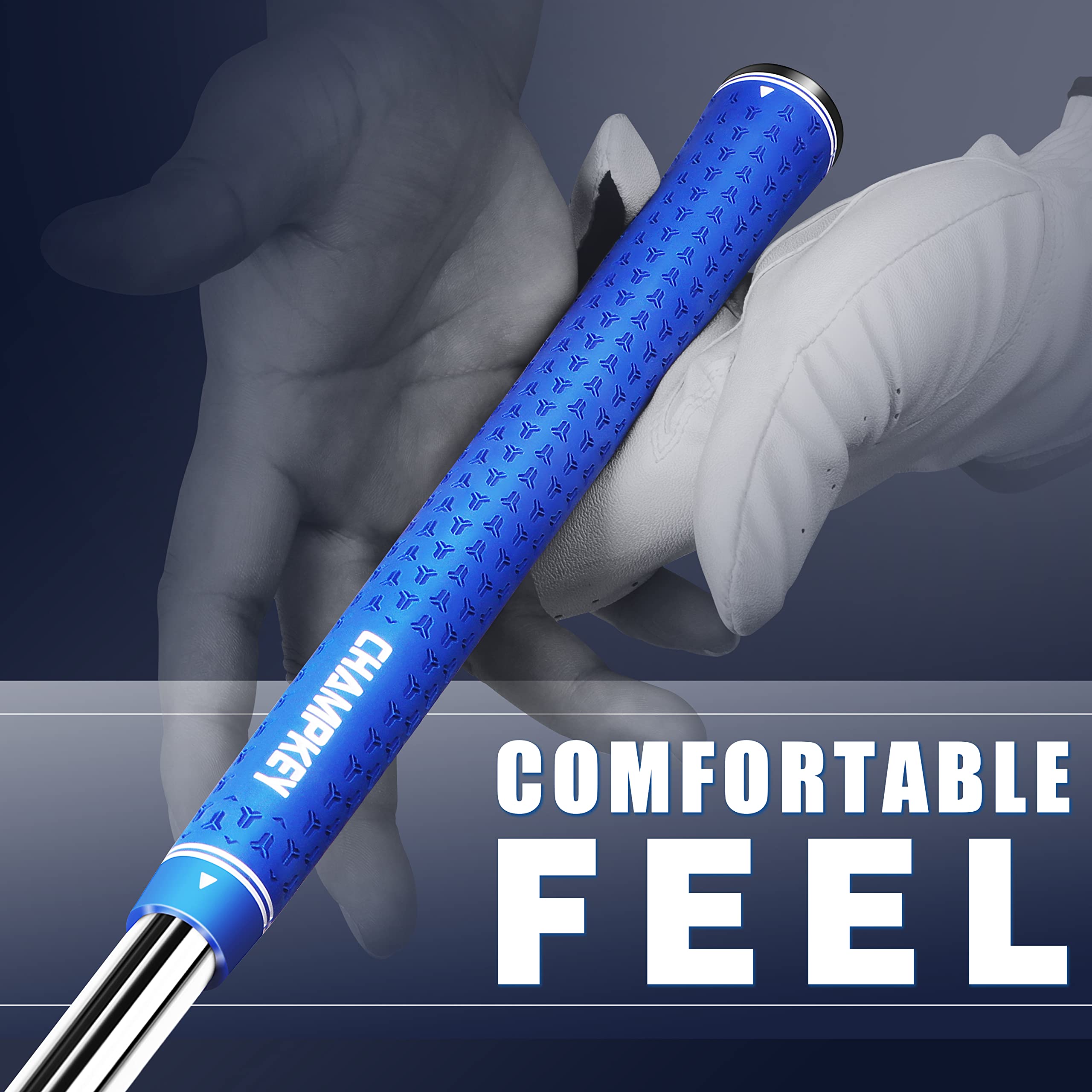 CHAMPKEY Y-LITE Golf Grips 13 Pack with All Repair Kits - All Weather Performance Golf Club Grips - High Traction Rubber Grips with Texture Control Technology for Men & Women - Perfect for Driving Range, Practice & Tournament Play