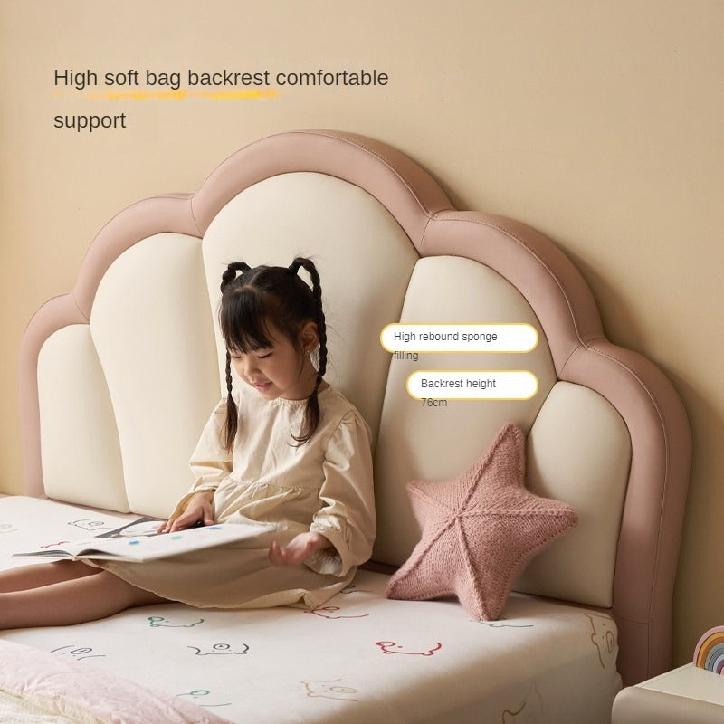 Organic Leather Princess Bed for Kids – Eco-Friendly & Durable Toddler Bed with Safety Rails – Perfect for Girls' Bedroom Decor & Nursery Furniture