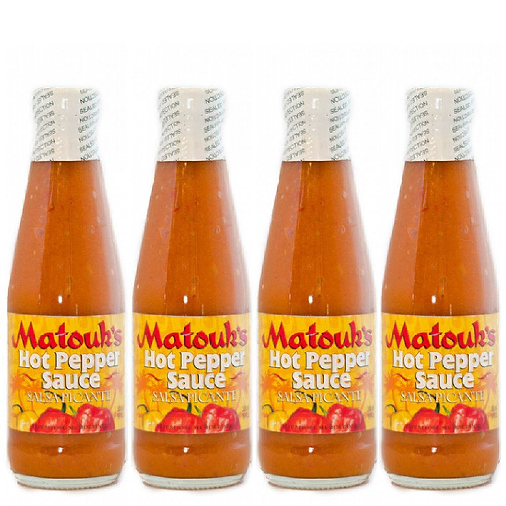 Matouk's Salsa Picante Hot Pepper Sauce - 10oz Bottle (Pack of 4) | Authentic Caribbean Hot Sauce | Perfect for Tacos, Wings & Grilling