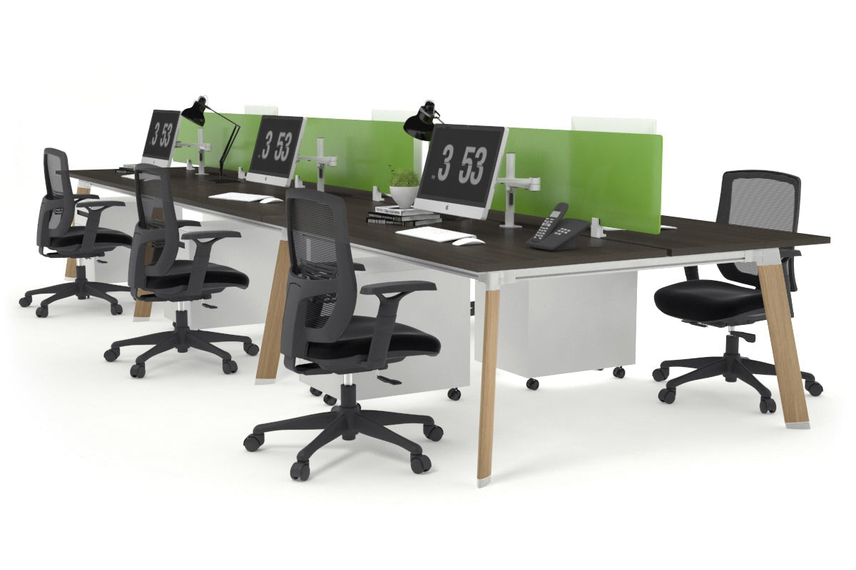 6-Person Wooden Workstation with Cable Management - 1600L x 800W Office Desk for Team Collaboration | Perfect for Open Office Spaces & Coworking Environments