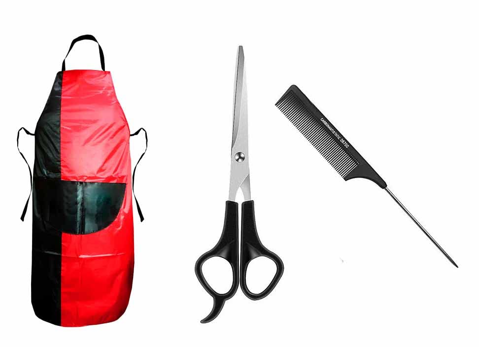 Stylewell Professional Hair Cutting Kit - Includes Hair Cutting Sheet, 06700 Comb, Hair Scissors & Makeup Apron | Perfect for Salon Stylists & Home Haircuts