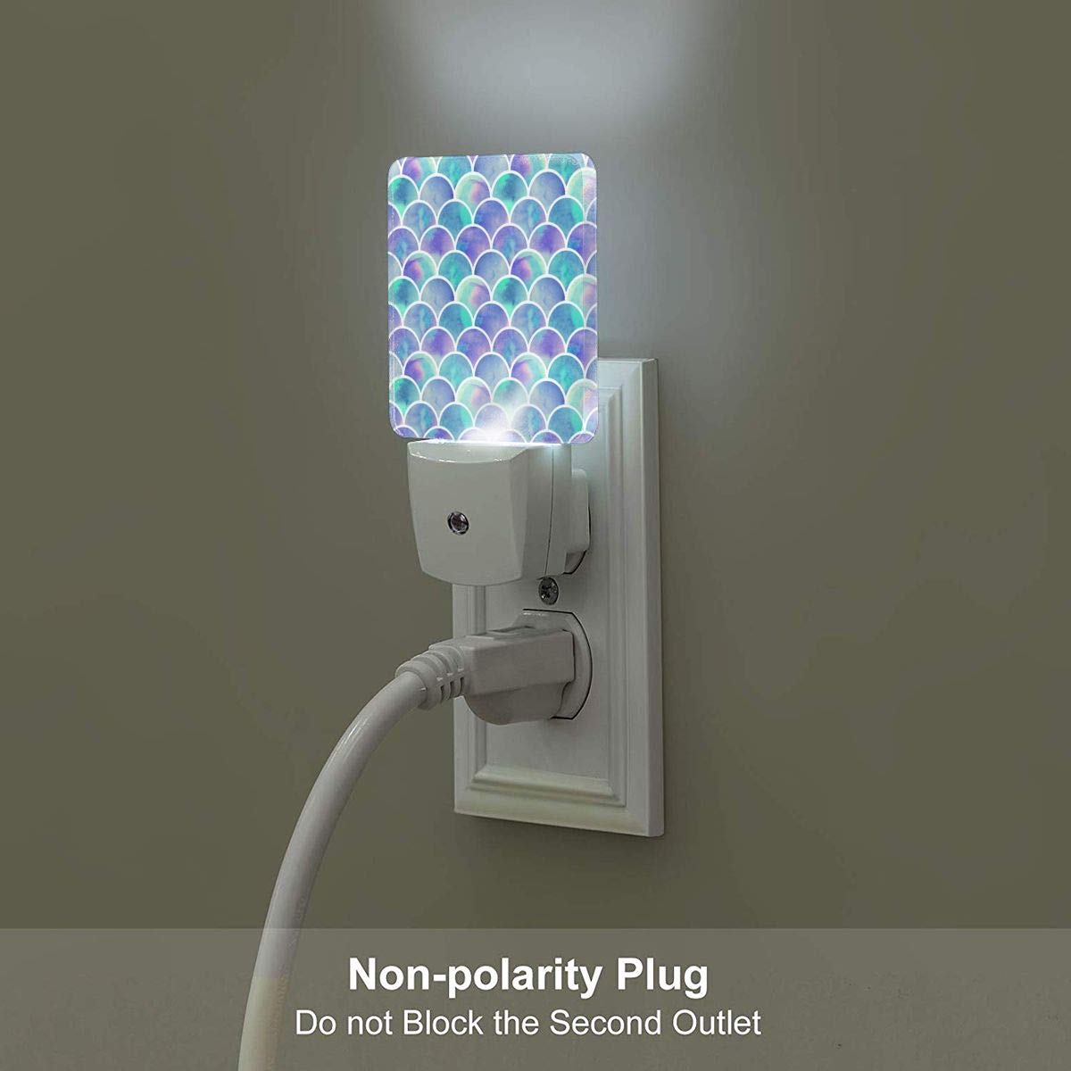 2-Piece Mermaid LED Night Light with Auto Dusk to Dawn Sensor - Plug-in Kids Bedroom Lamp for Girls, Boys & Adults - Perfect for Nurseries, Bedrooms & Hallways