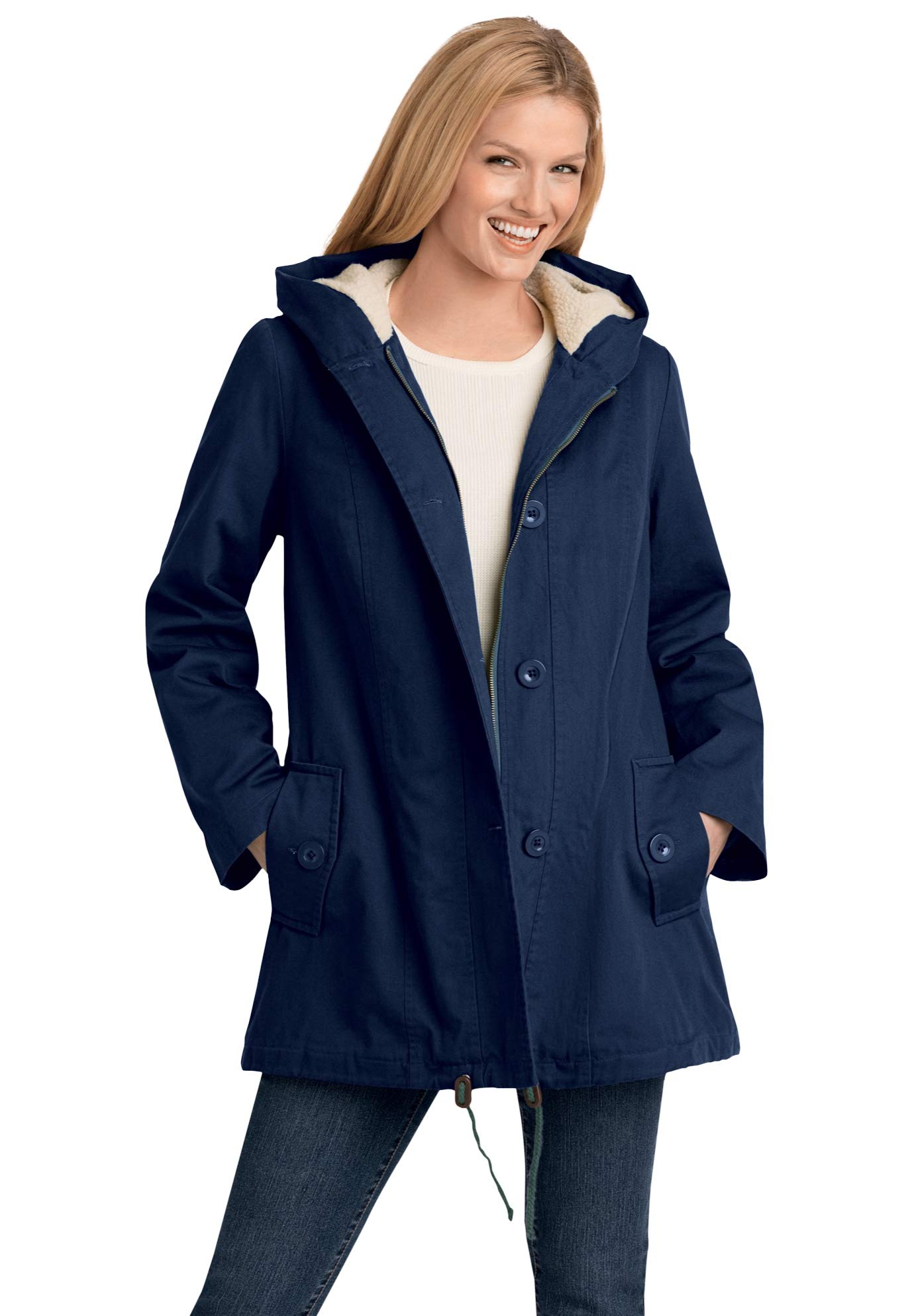 Women's Plus Size Sherpa-Lined Hooded Parka Jacket - Warm Winter Coat for Cold Weather, Outdoor Activities & Casual Wear