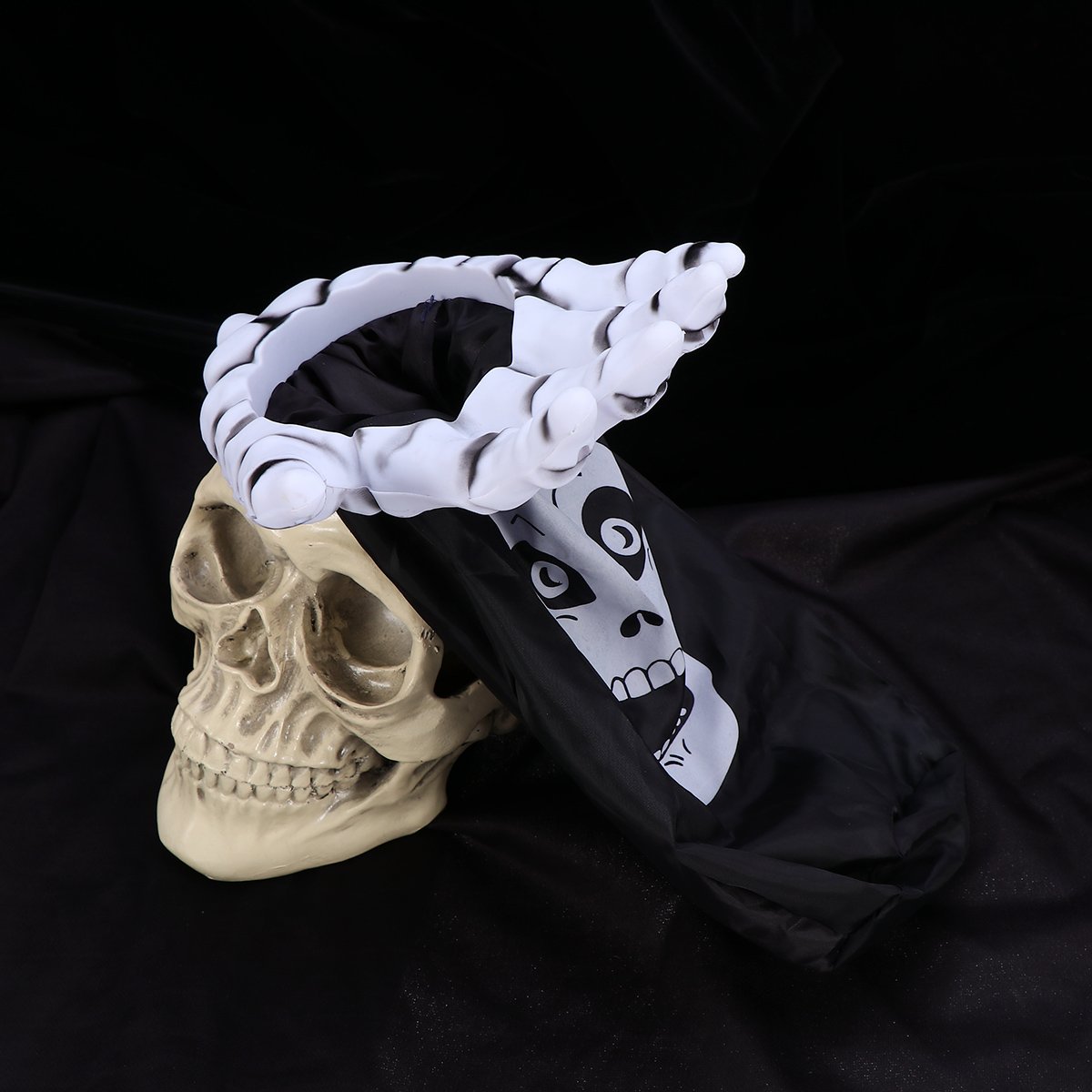 LUOEM Halloween Trick or Treat Bags with Long Handle - Ghost Hand Design Candy Collection Bags for Kids & Adults - Perfect for Halloween Parties, School Events & Neighborhood Trick-or-Treating