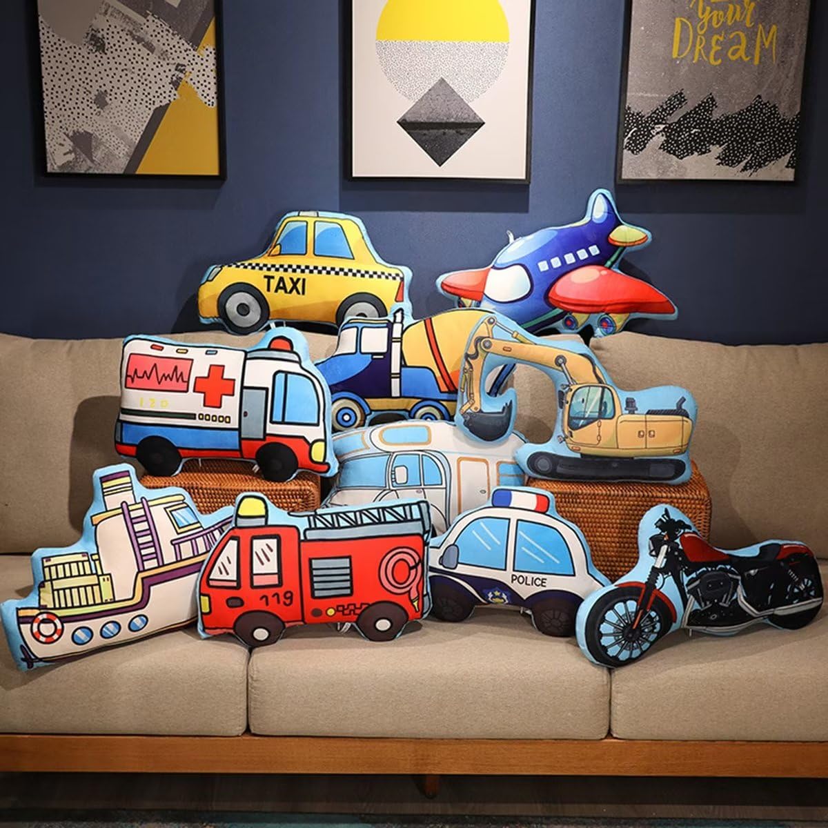 3D Truck Shaped Plush Pillow - Soft Stuffed Animal Car Toy & Decorative Throw Cushion for Bed, Sofa, Car Seat - Cute Agitator Truck Design for Kids' Room, Nursery Decor & Cozy Home Accents